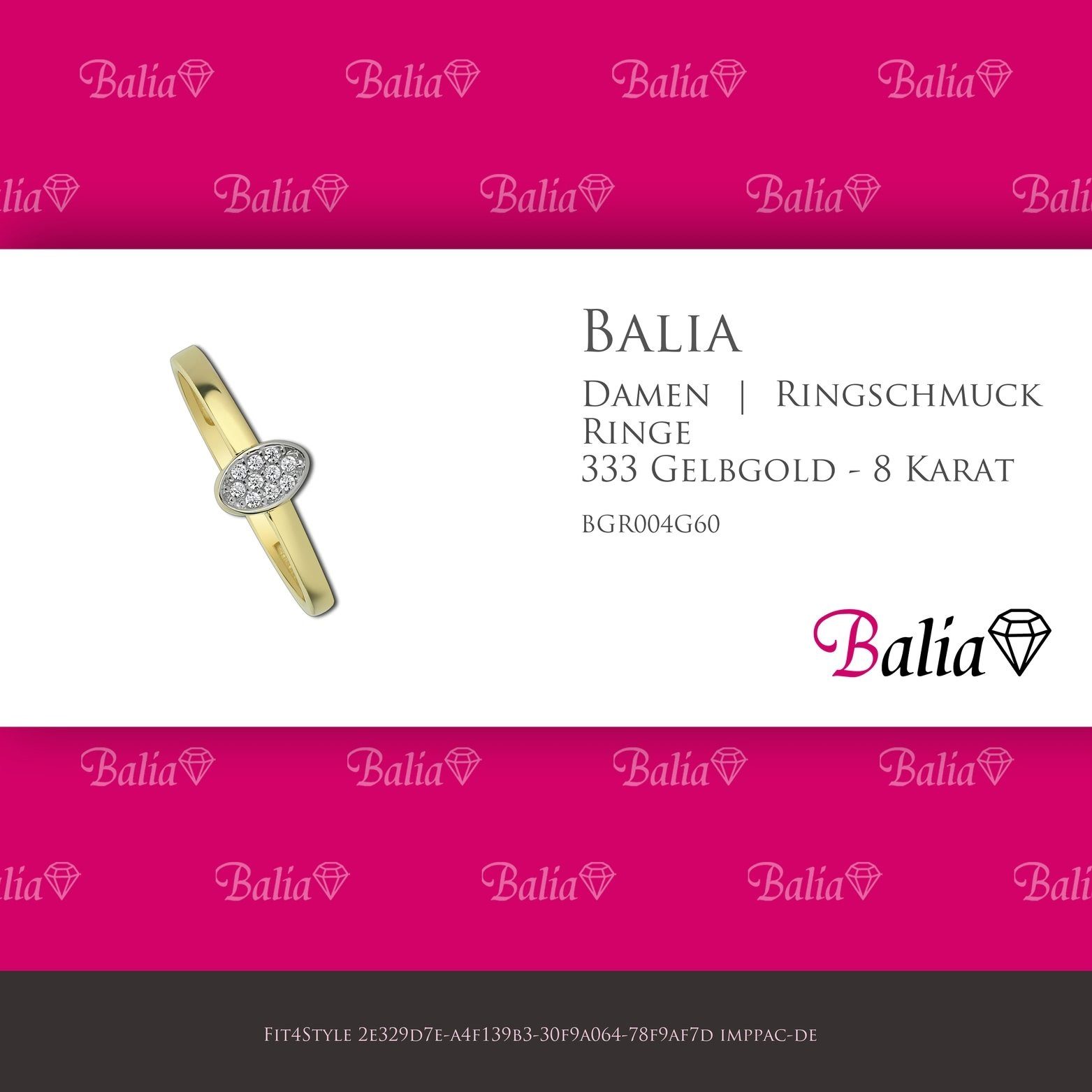 Balia Goldring Balia Ring aus gold) (Fingerring), Fingerring Damen Größe 33 Gelbgold - 333 Gold (19,1), (Oval 8 333 Karat 60 Gelbgold