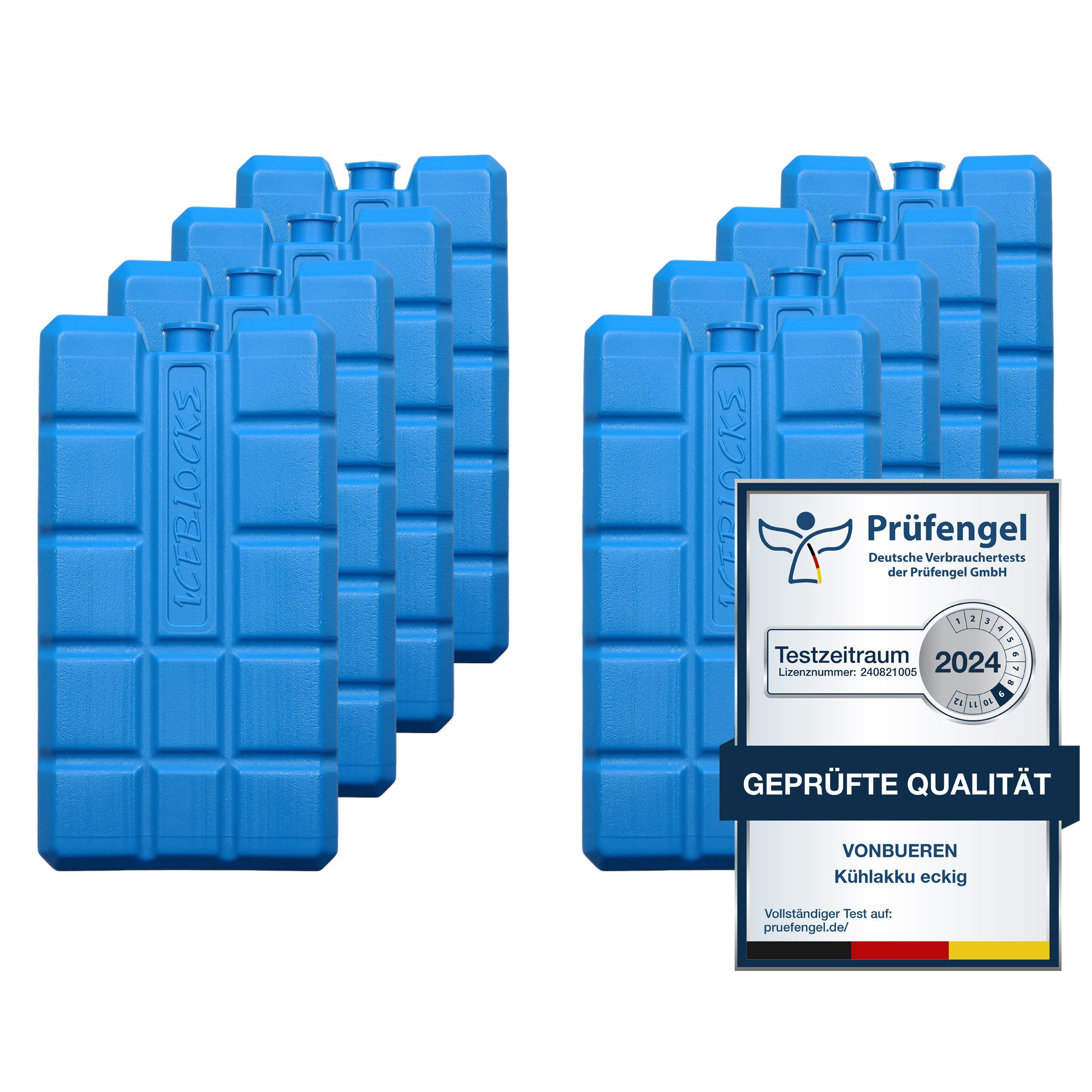 VonBueren Kühlakku Set, 200 g, 8,1 x 15,2 x 2,2 cm, blau