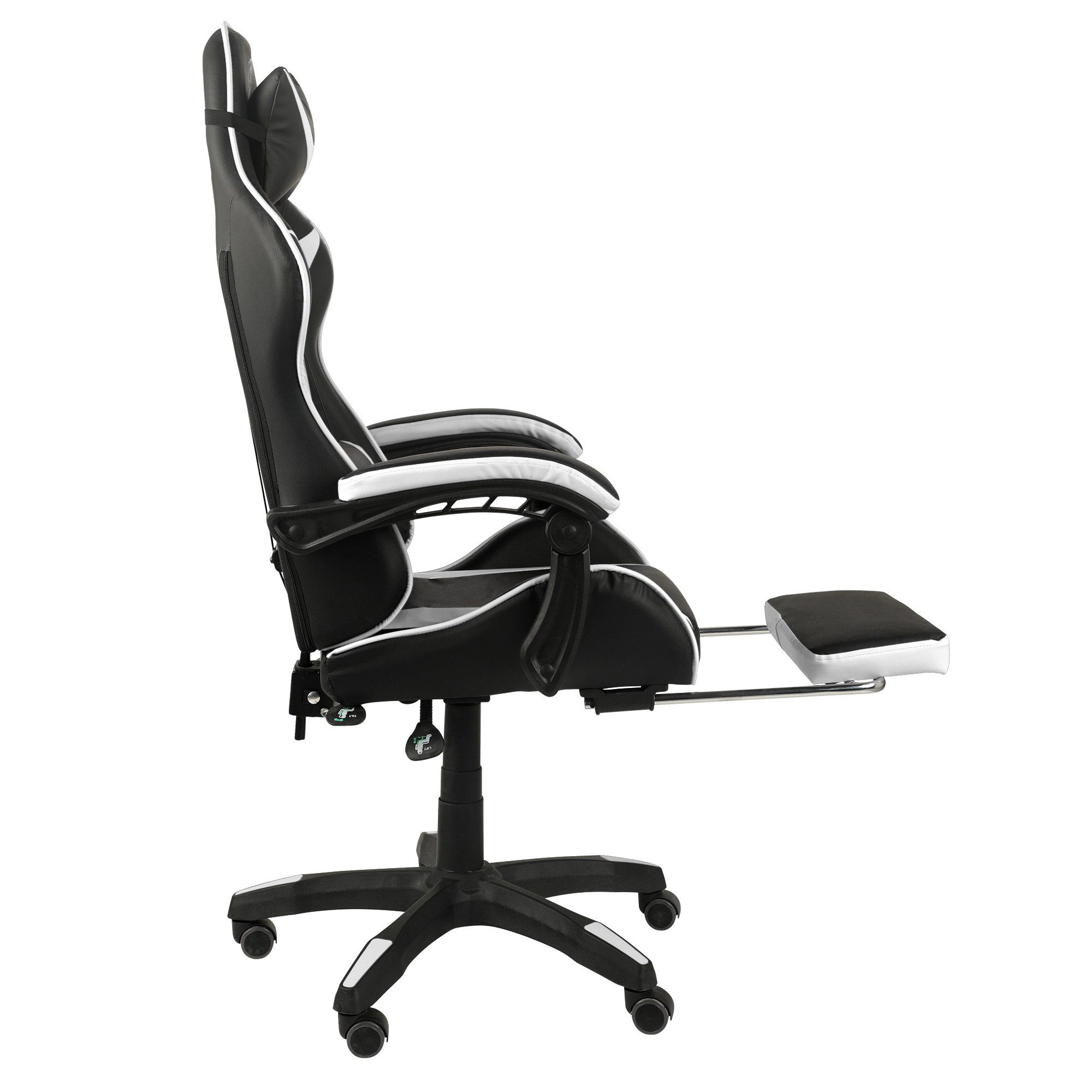TRISENS Chefsessel Spartak (1 Stück), Gaming mit Stuhl ergonomischen im Fußstütze Bürostuhl Racing-Design Schwarz/Grau