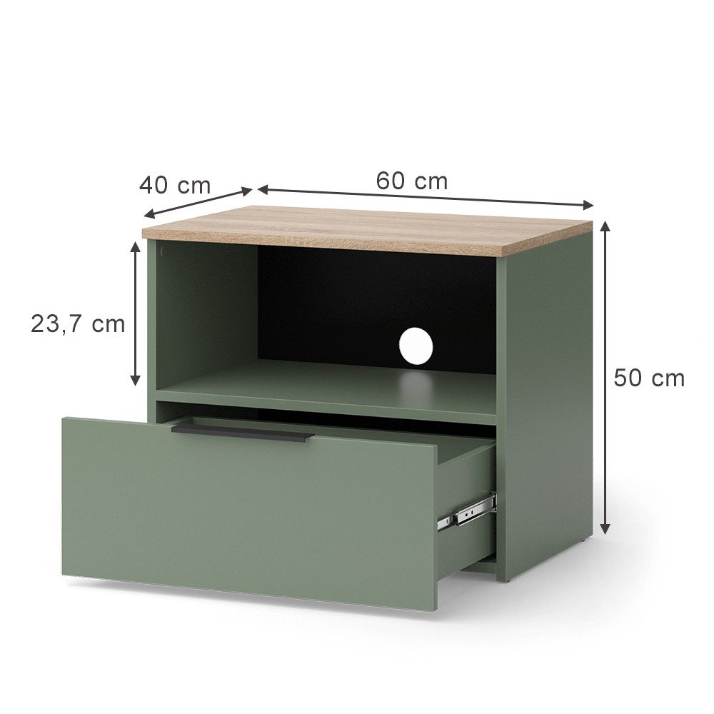 Vicco Lowboard Wido, Grün/Sonoma, 60 x günstig online kaufen