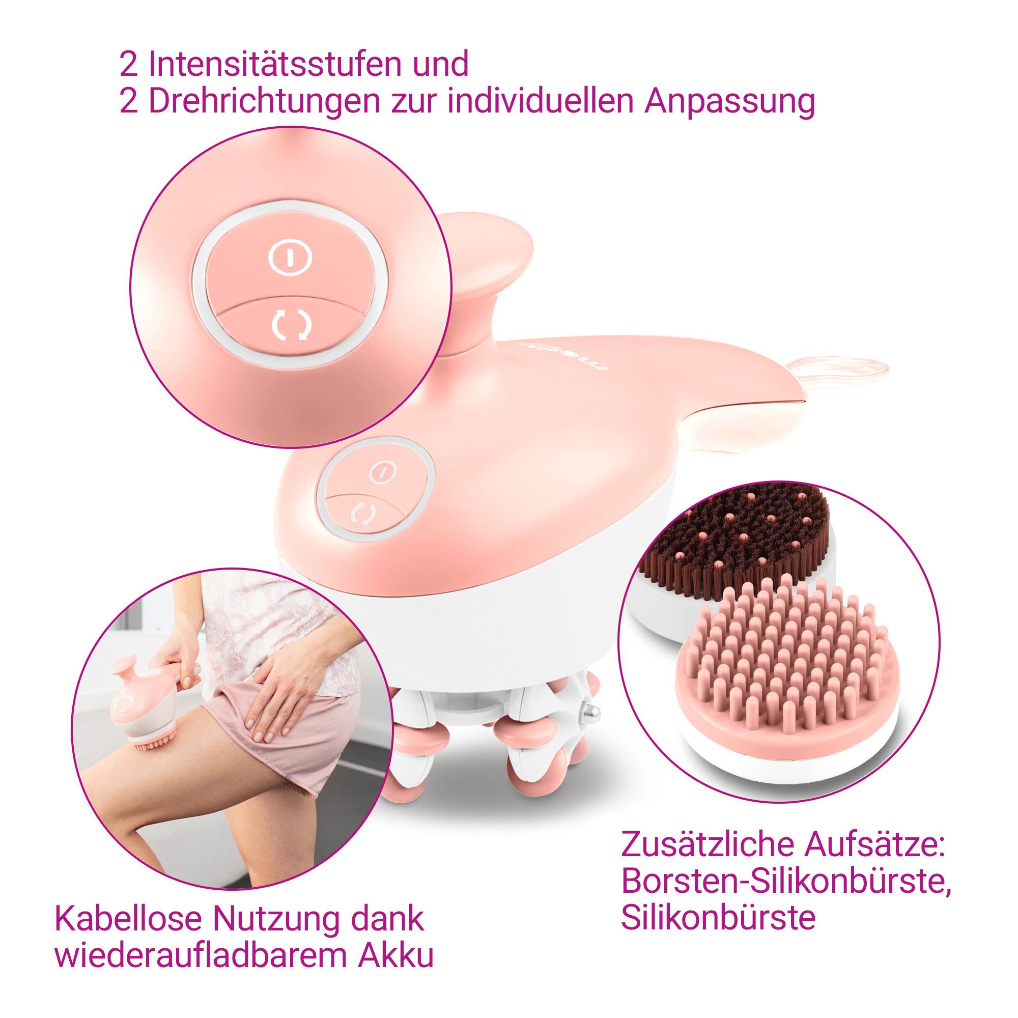 medisana Massagegerät AC 950, Verbesserung d. Cellulite-Erscheinungsbildes, Durchblutung, 3 Aufsätze
