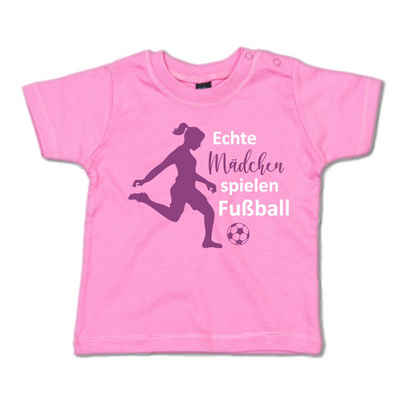 G-graphics T-Shirt Echte Mädchen spielen Fußball Baby T-Shirt, mit Spruch / Sprüche / Print / Aufdruck