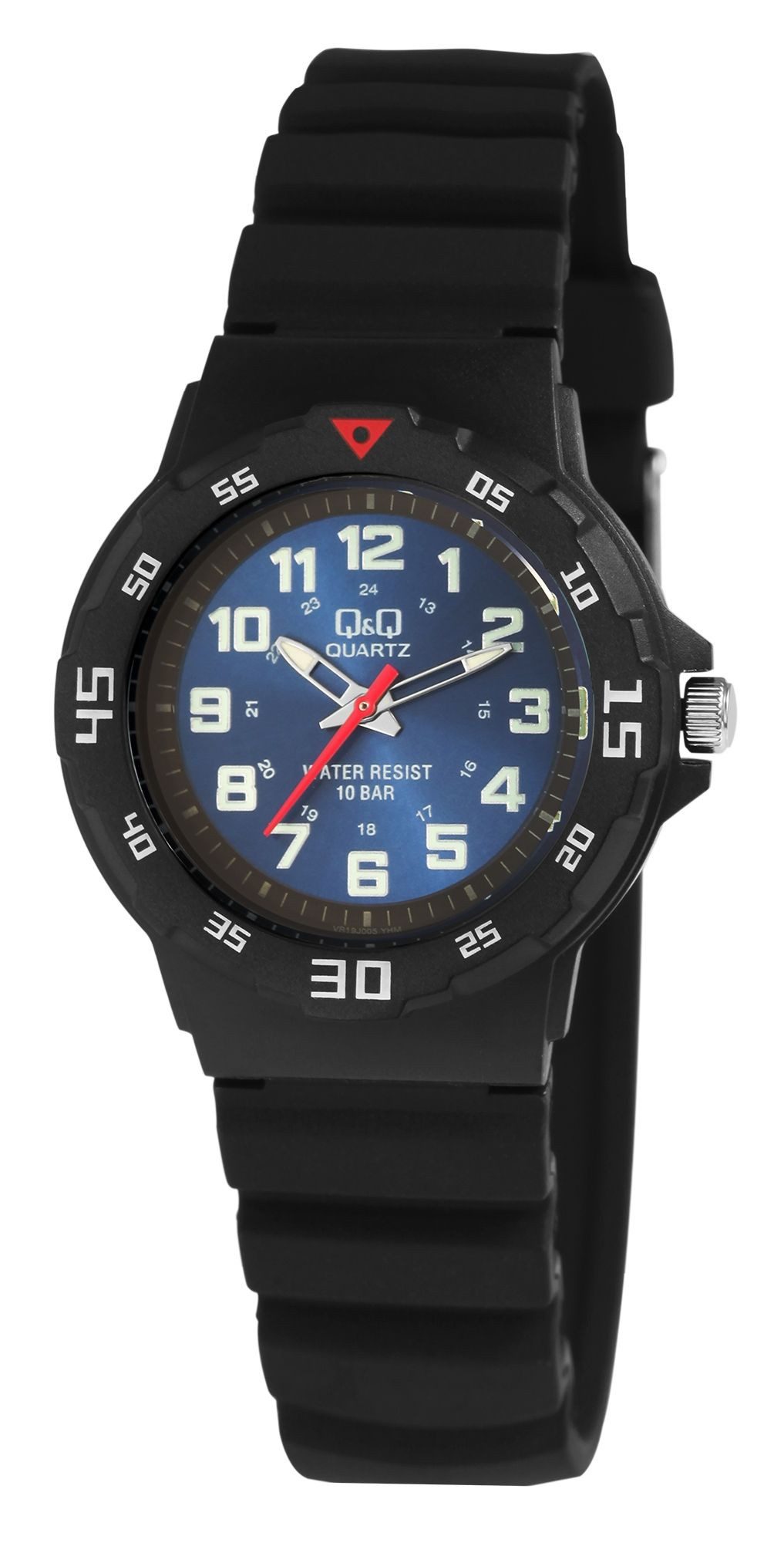 Q&Q Quarzuhr VR19J005Y Q&Q Unisexuhr mit Silikonarmband, 10 bar, schwarz/ blau