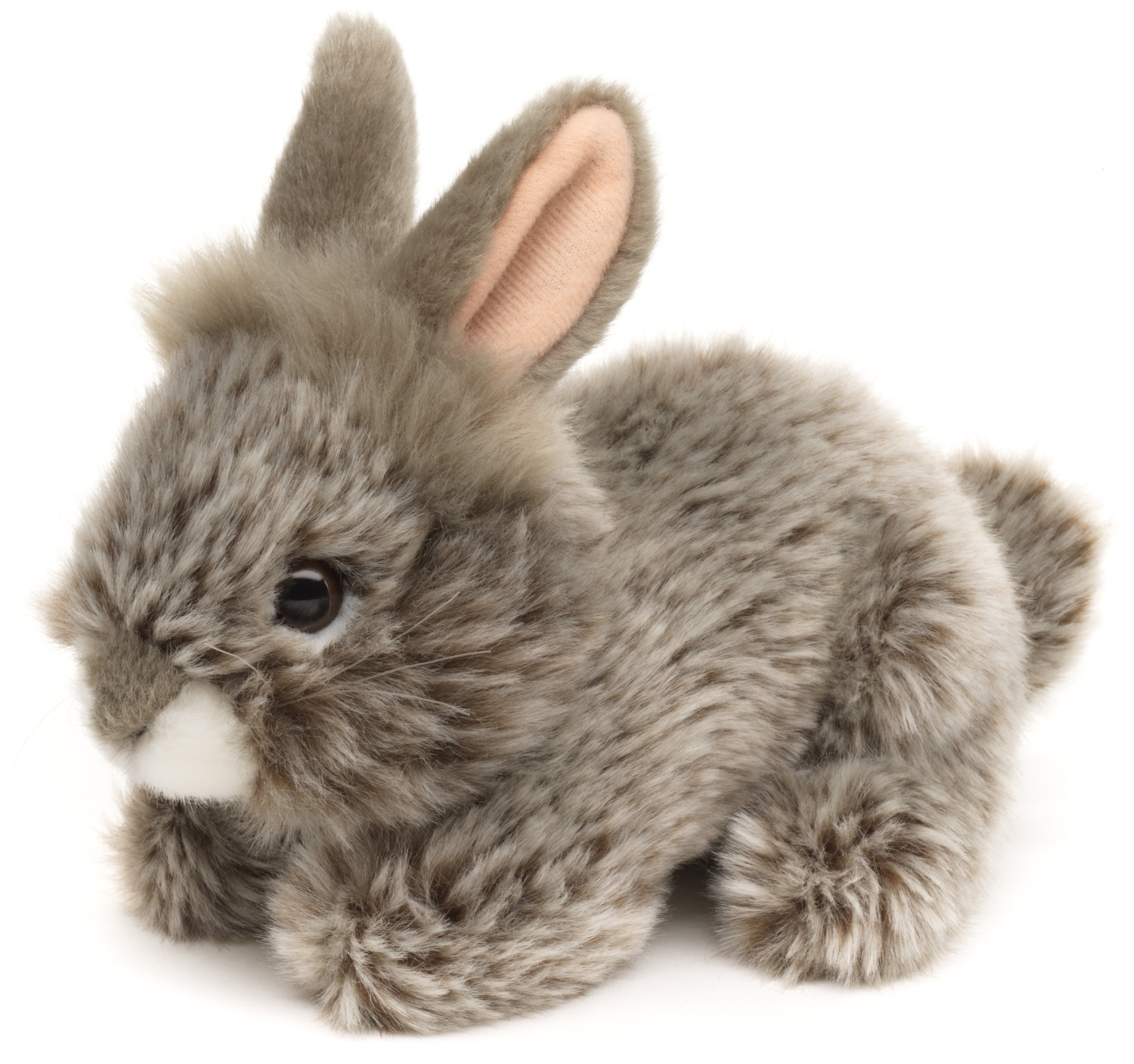 Uni-Toys Kuscheltier Angora-Kaninchen, 18 cm - versch. Modelle - Plüsch-Hase, Plüschtier, zu 100 % recyceltes Füllmaterial Grau (liegend)