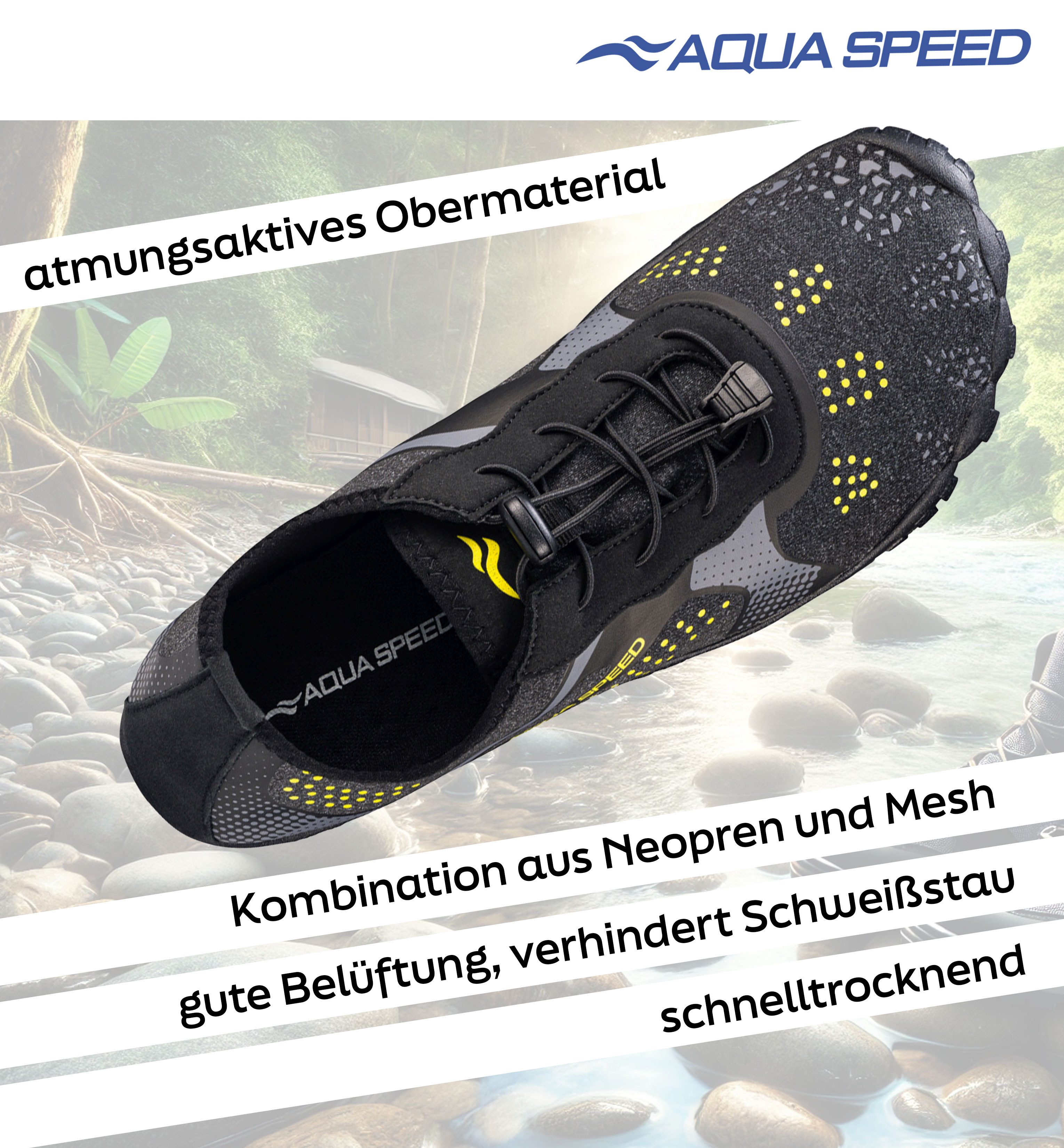 Aqua Speed Nautilus Aqua Sneaker Gr. 45 – Graphite + Handtuch im Set Wasserschuh (Multifunktionale Sommerschuhe – für City, Wasser & Wellness) Moderne Optik & zuverlässige Funktion – ideal kombiniert