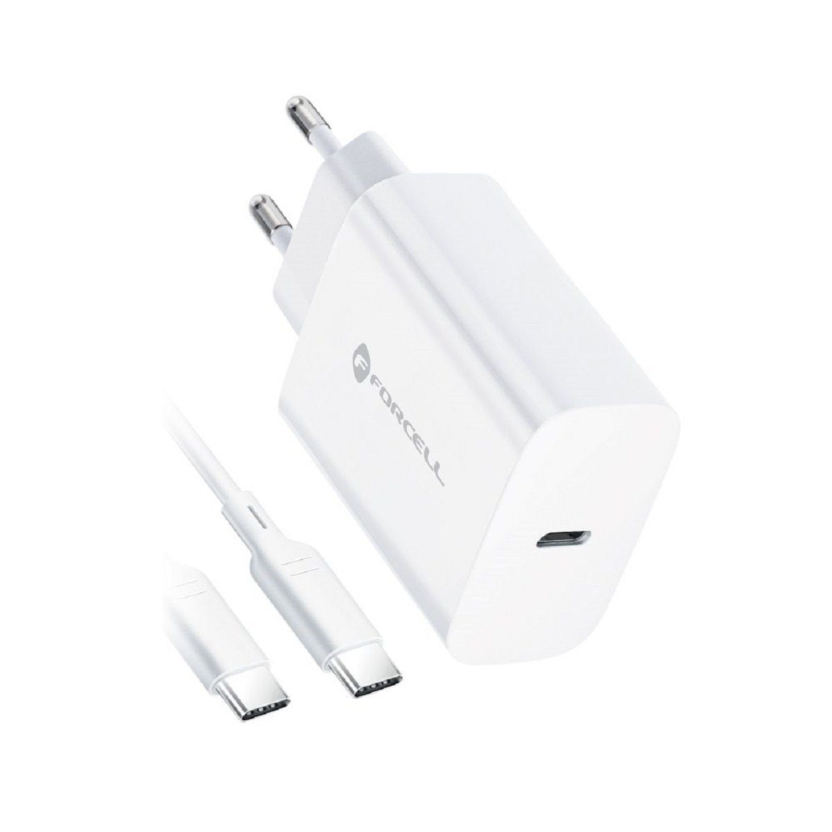 Forcell NETZ-Ladegerät mit USB Typ C Kabel - 3A 20W Quick Charge 4.0  Smartphone-Ladegerät