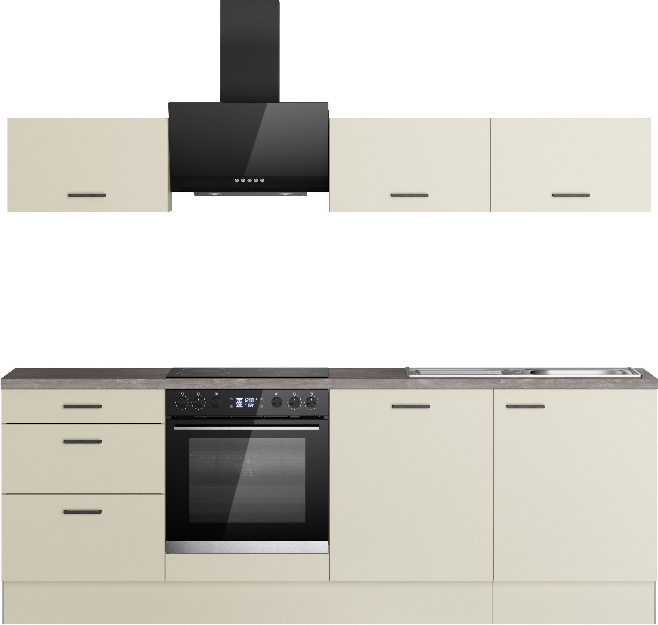KOCHSTATION Küchenzeile KS-Sion Breite 240 cm, schnelle Montage OPTIsnap, wahlw. m.HANSEATIC-E-Geräten u.Stand Alone