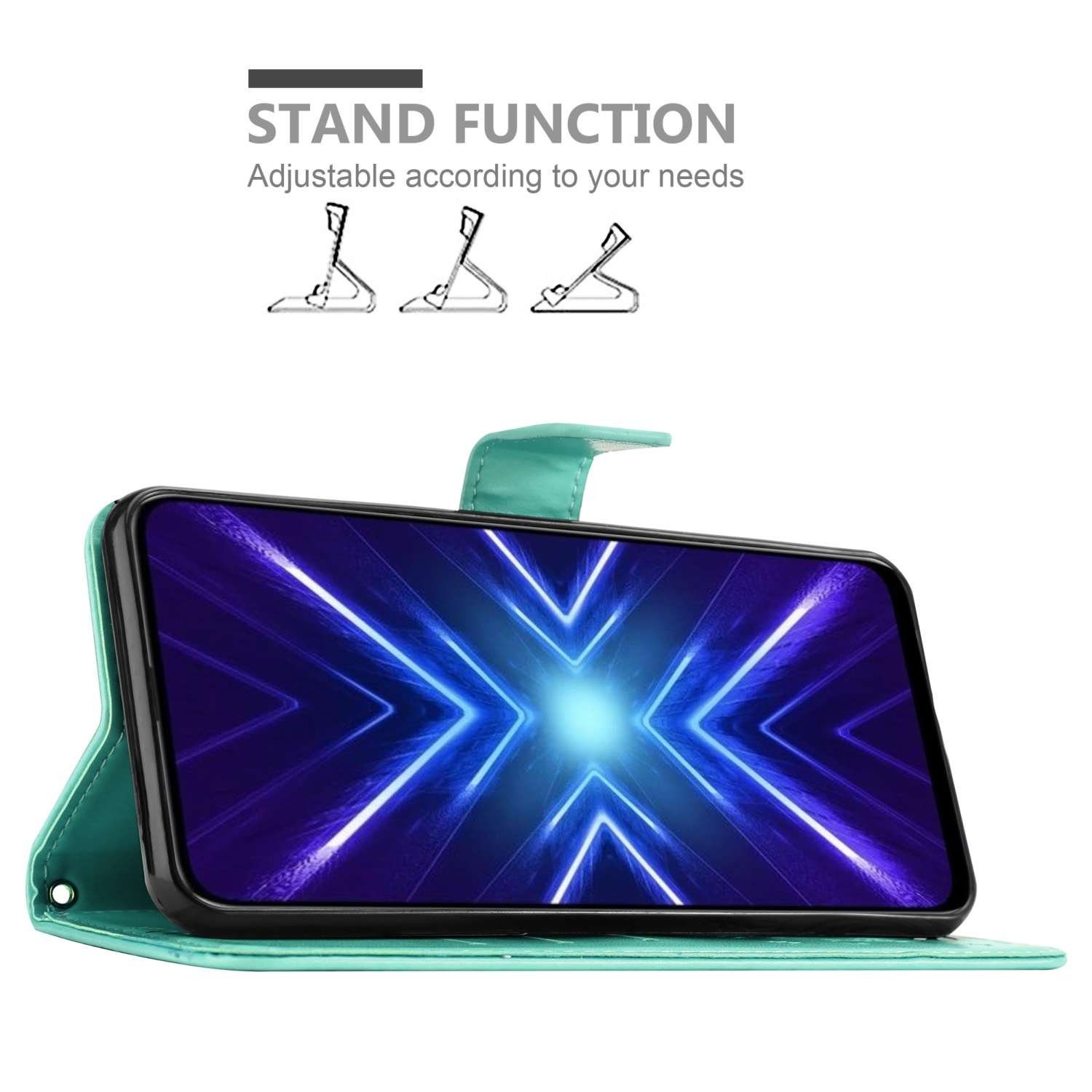 Cadorabo Handyhülle für Honor 9X Hülle Honor 9X, Hülle Schutzhülle Blumen Flower mit Standfunktion Kartenfach Magnet