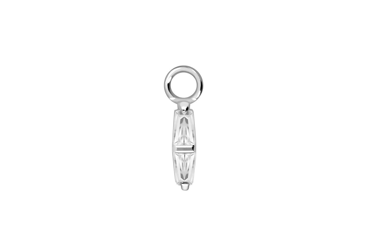 PIERCINGLINE Piercing-Set Chirurgenstahl Anhänger für Clicker 2 EINGEFASSTE KRISTALLRECHTECKE (Piercing-Anhänger, 1-tlg)