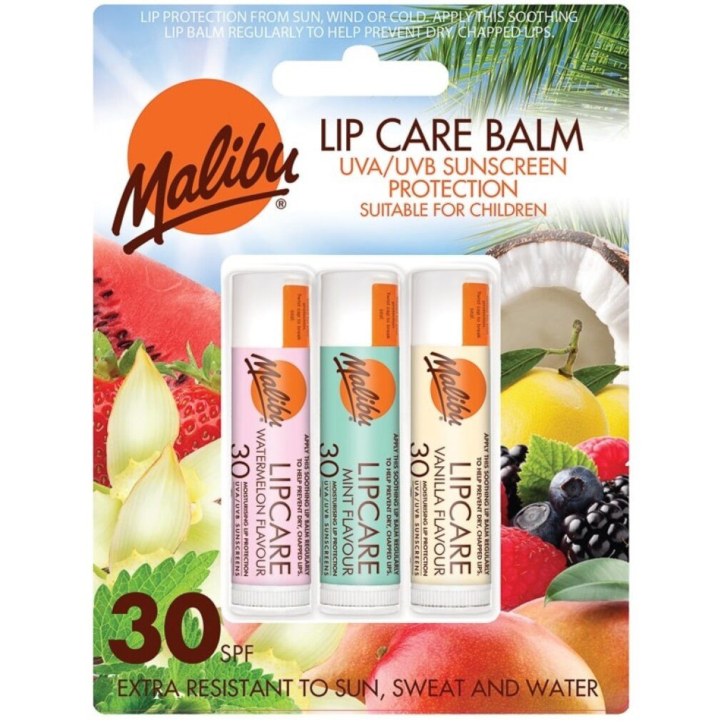 Malibu Lippenpflegemittel Geschenkset 3 x Lip Care Balm - WMV