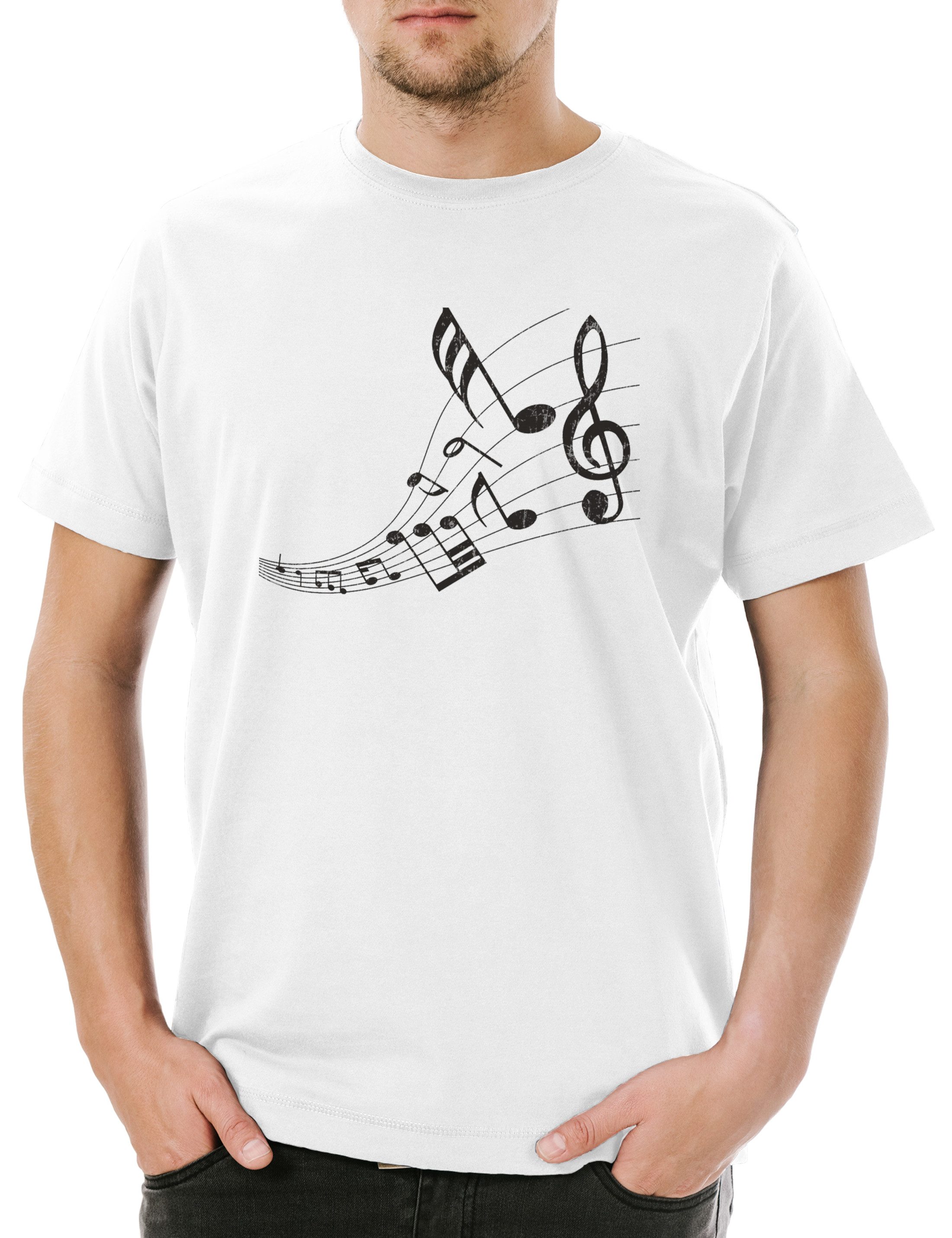 Urban Backwoods Print-Shirt Music Notes Herren T-Shirt Musiklehrer Musik Teacher Noten Instrument (1-tlg) Notenschlüssel Lehrer Orchester Notenlehre