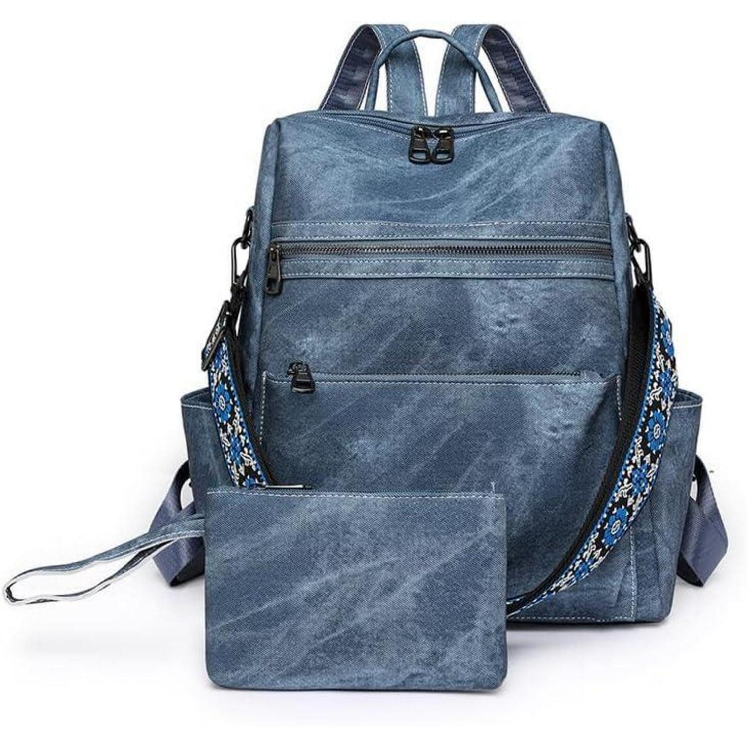 LuxusKollektion Freizeitrucksack Rucksack Wasserdicht Anti Diebstahl PU Reisen Mehrzweck Blau