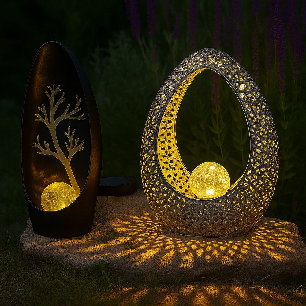 GLOBO LIGHTING LED Solarleuchte, LED-Leuchtmittel fest verbaut, Warmweiß, Gartendeko Orientalische Solarlampen für Außen Outdoor Balkon 2er Set