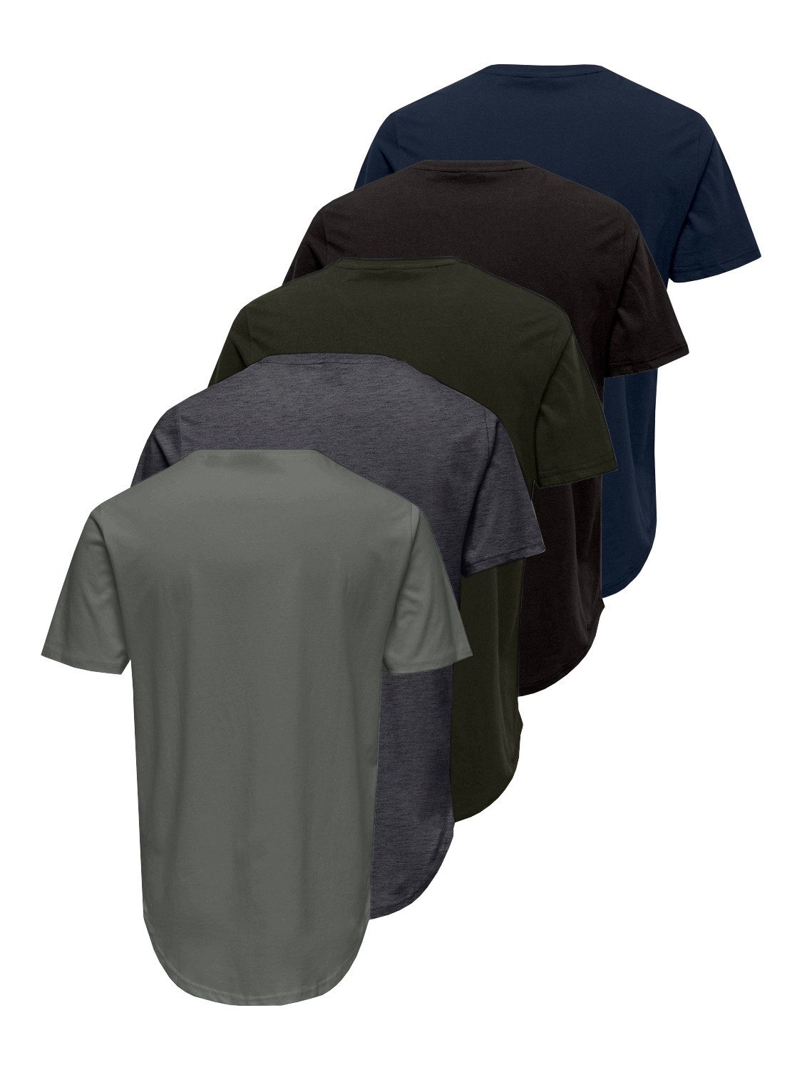 ONLY & SONS T-Shirt ONSMATT LONGY SS TEE 5-PACK (Packung, 5-tlg) Baumwolle, relaxed fit