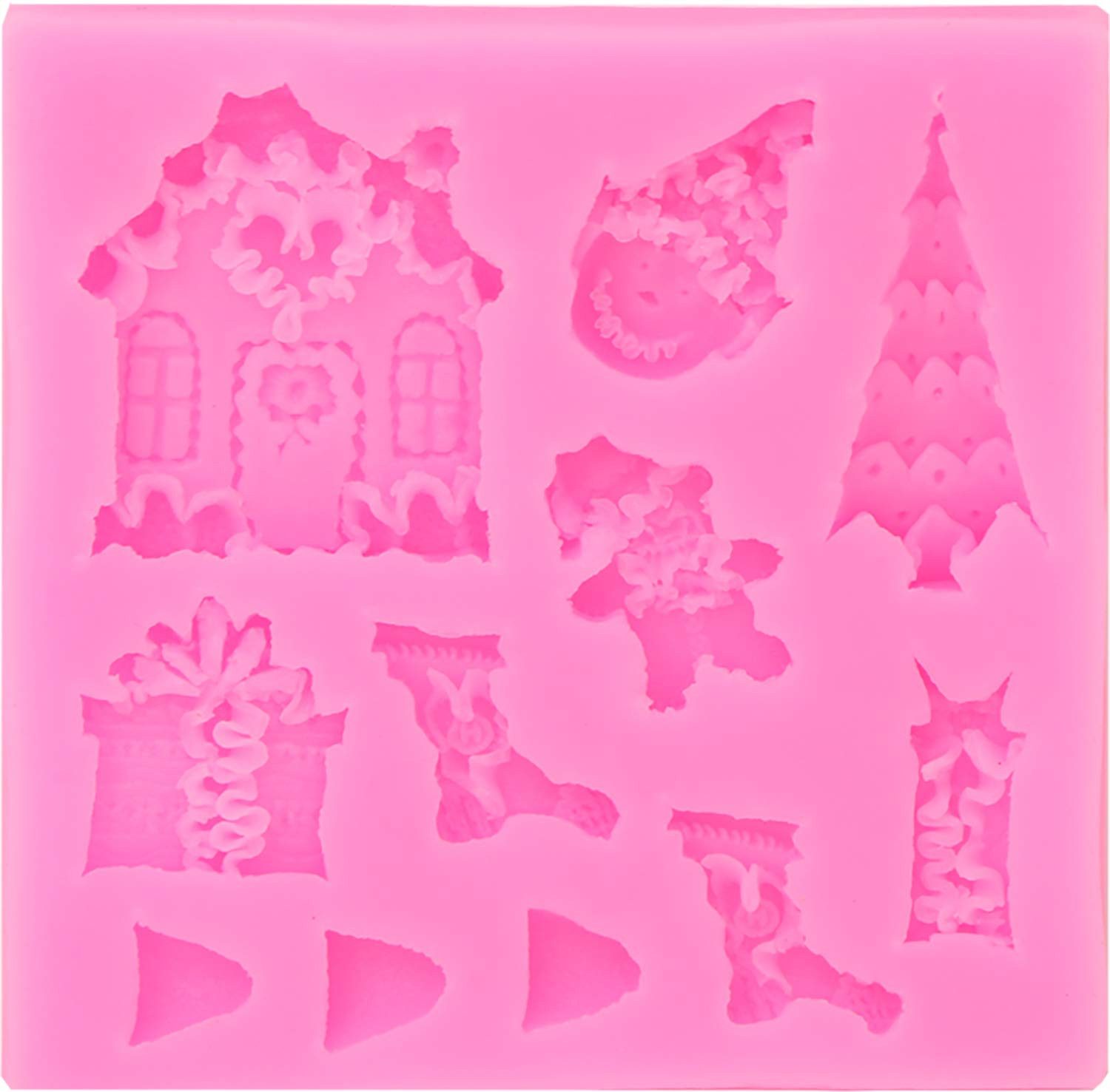 com-four Silikonform Silikonform "Weihnachten" eckig für Marzipan und Fondant -, (1-tlg), Tortendeko selbst gemacht