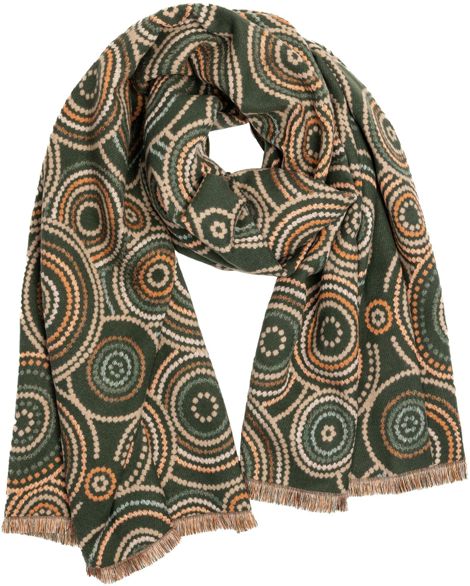 Modeschal Damen Schal warmer SC524 Muster mit Winter grün Paisley Caspar klassischem XXL