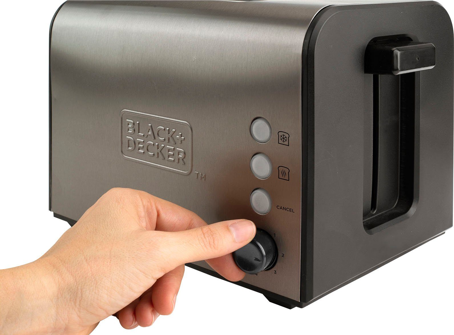 kurze Decker Black Toaster 2 + 900 BXTO900E, W Schlitze,