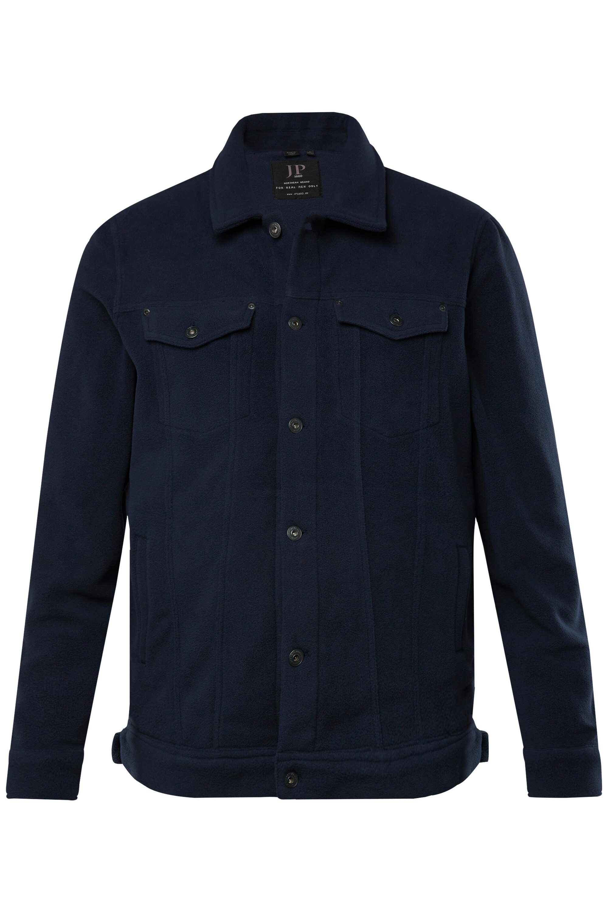 JP1880 Fleecejacke Fleecejacke Truckerstyle Knopfleiste Brusttaschen