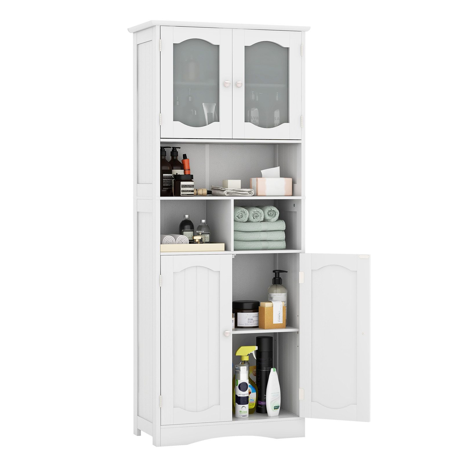 COSTWAY Hochschrank Küche, Badezimmerschrank mit verstellbarem günstig online kaufen