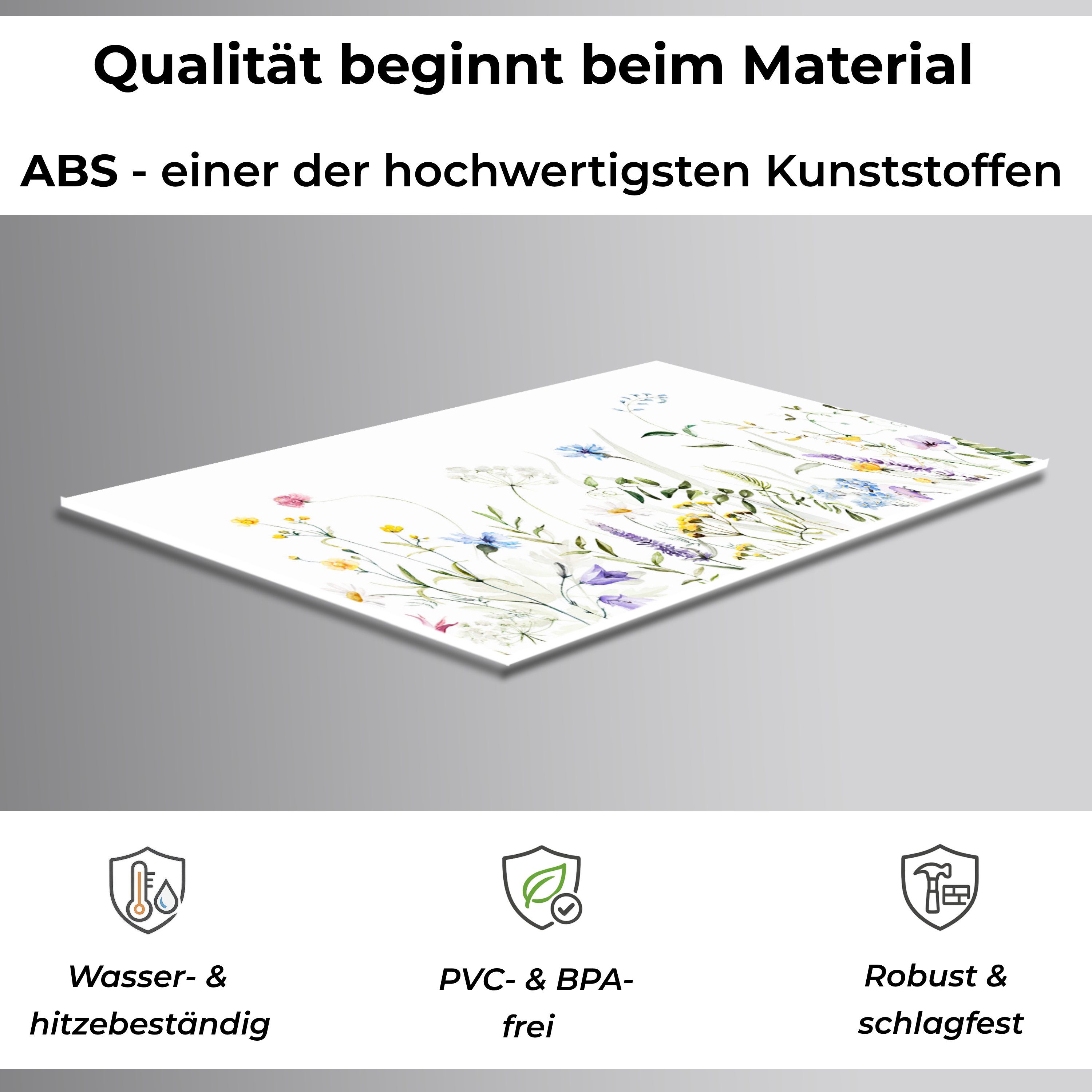 Rodnik Küchenrückwand Sommerblumen, monolithische ABS-Platte mit Direktdruck, formstabil und langlebig
