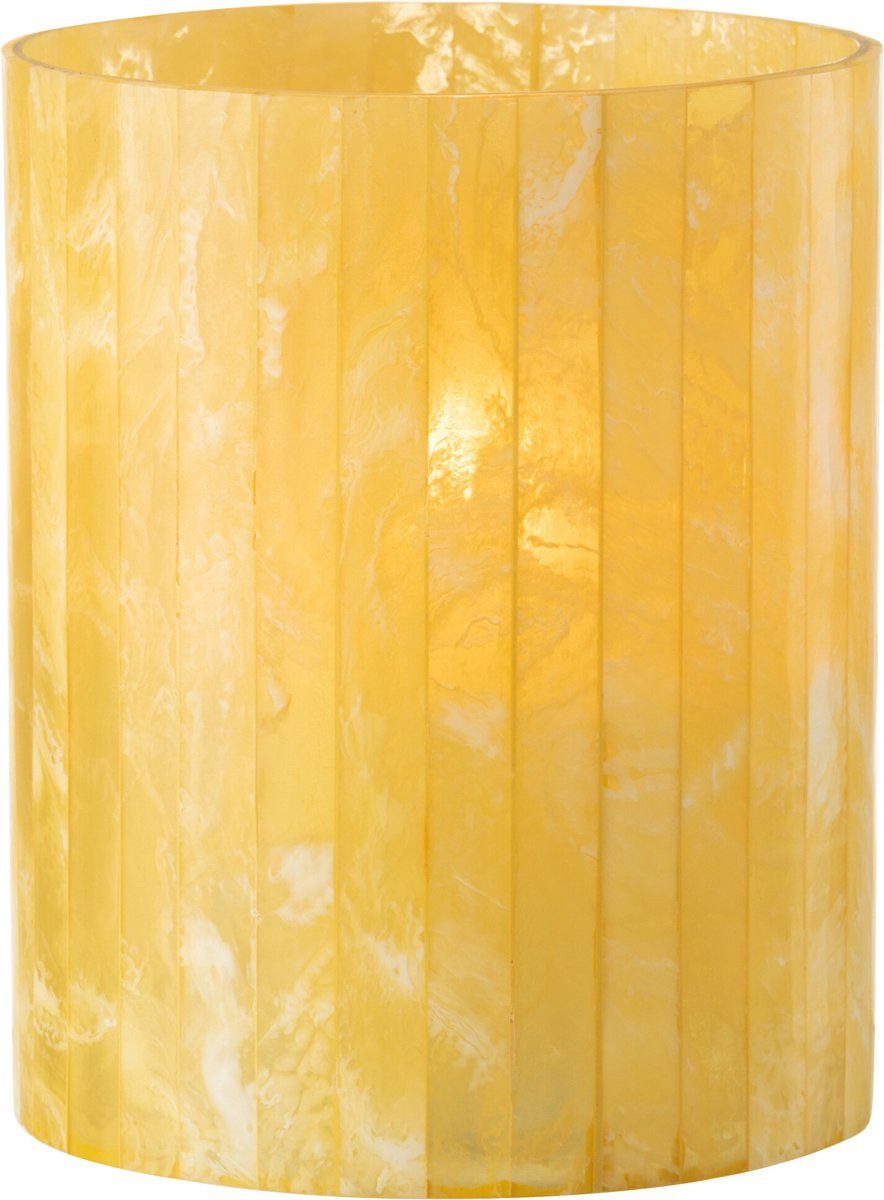 J-line Teelichthalter Theelichthalter Linien - Glas - Gelb - Large (1 St), aus Glas