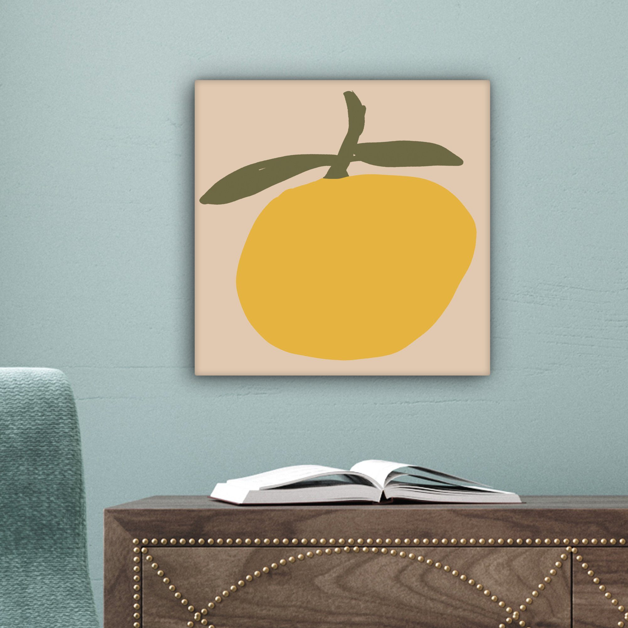Leinwandbild Leinwand - Schlafzimmer, OneMillionCanvasses® Obst cm - 20x20 Abstrakte Modern, für Kunst St), (1 Bilder Wohnzimmer