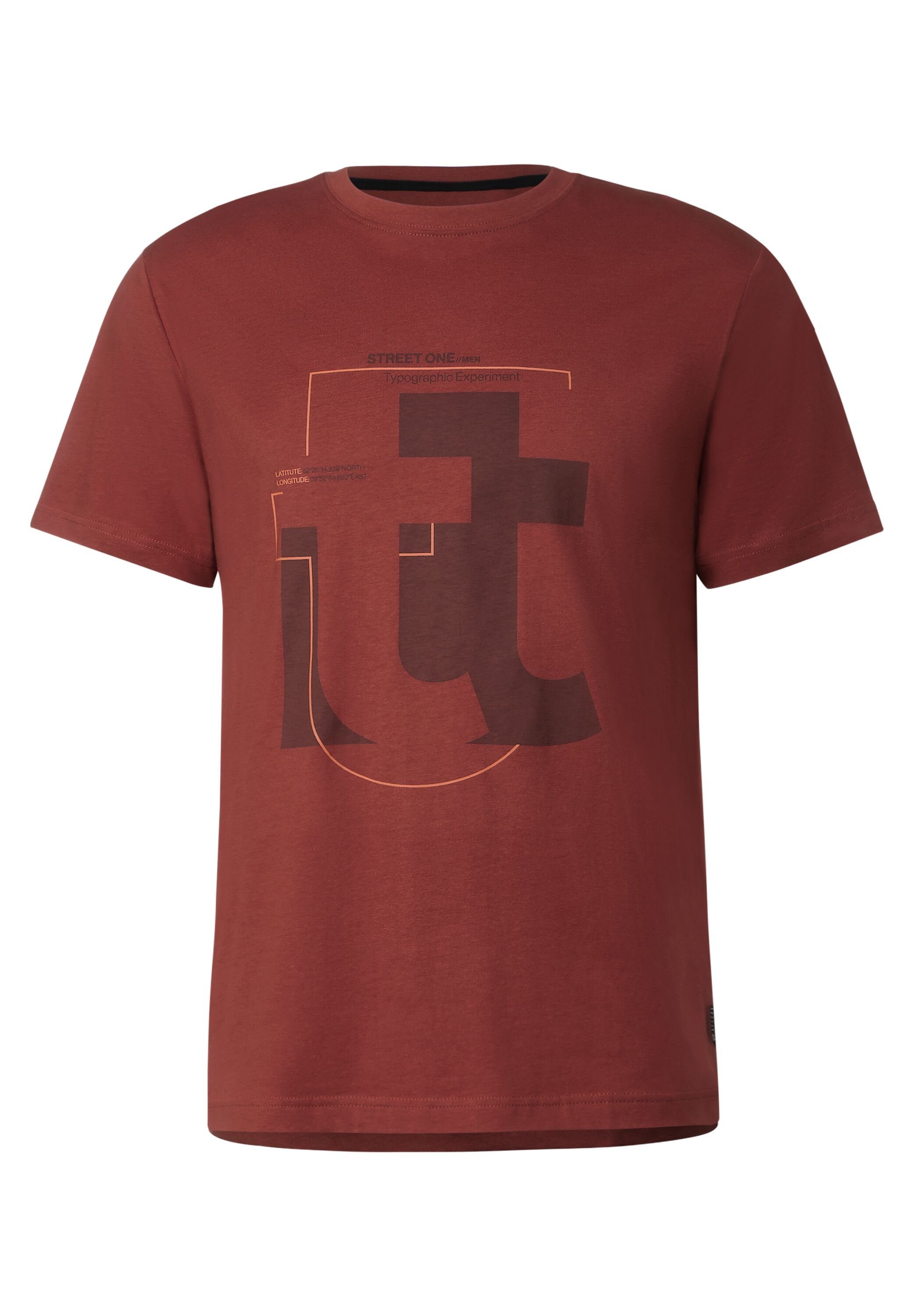 STREET mit Rundhalsausschnitt MEN Rundhalsshirt ONE red rusty