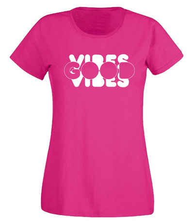 G-graphics T-Shirt Damen T-Shirt - Good Vibes Slim-fit, mit trendigem Frontprint, Aufdruck auf der Vorderseite, Spruch/Sprüche/Print/Motiv, für jung & alt