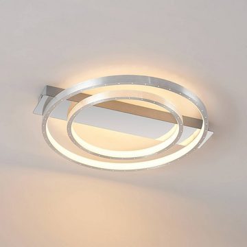 Lindby LED Deckenleuchte Eymin, dimmbar, LED-Leuchtmittel fest verbaut, warmweiß, Modern, Eisen, Aluminium, Silikon, aluminium, 2 flammig, inkl.