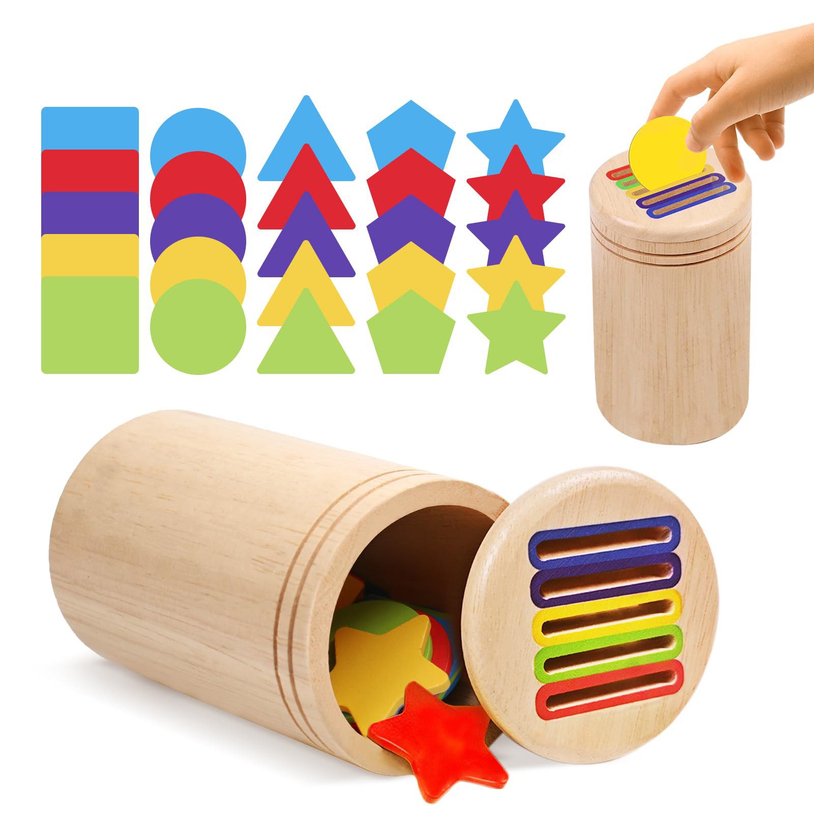 CLTYQ Lernspielzeug Montessori Spielzeug ab 3Jahr, Baby Spielzeug,Farbe Sortierspiel, Kleinkind Sensorik Spielzeug Baby Motorikspielzeug Holzspielzeug