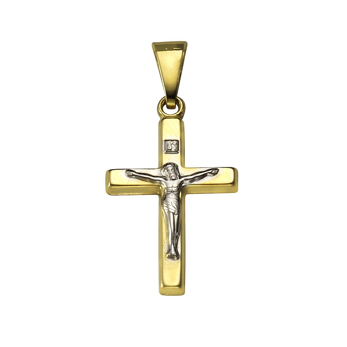Vivance Kettenanhänger 333 Gold zweifarbig Kreuz Motiv