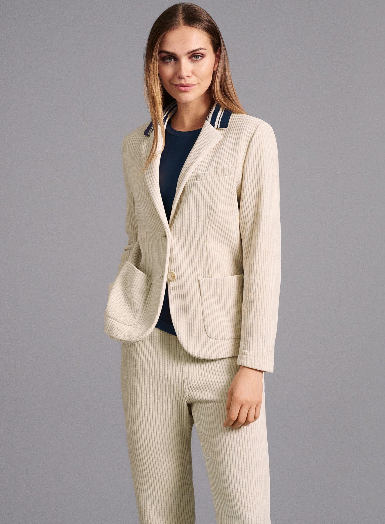 Faber Blusenblazer Cord-Blazer mit Strickkragen mit günstig online kaufen