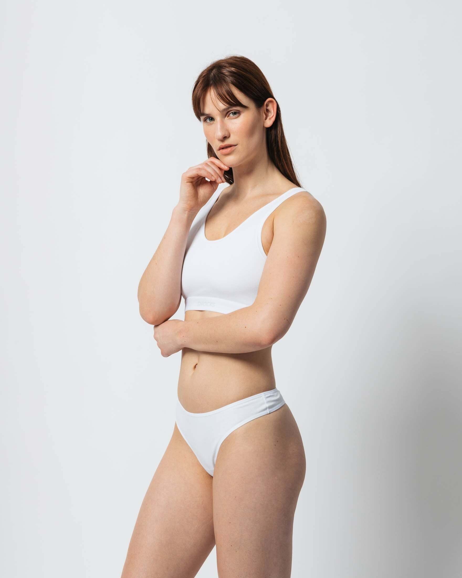 SNOCKS Tanga Unterwäsche Damen String unsichtbar deiner Bio-Baumwolle, Unterhosen (3-St) Weiß aus Kleidung Tanga unter