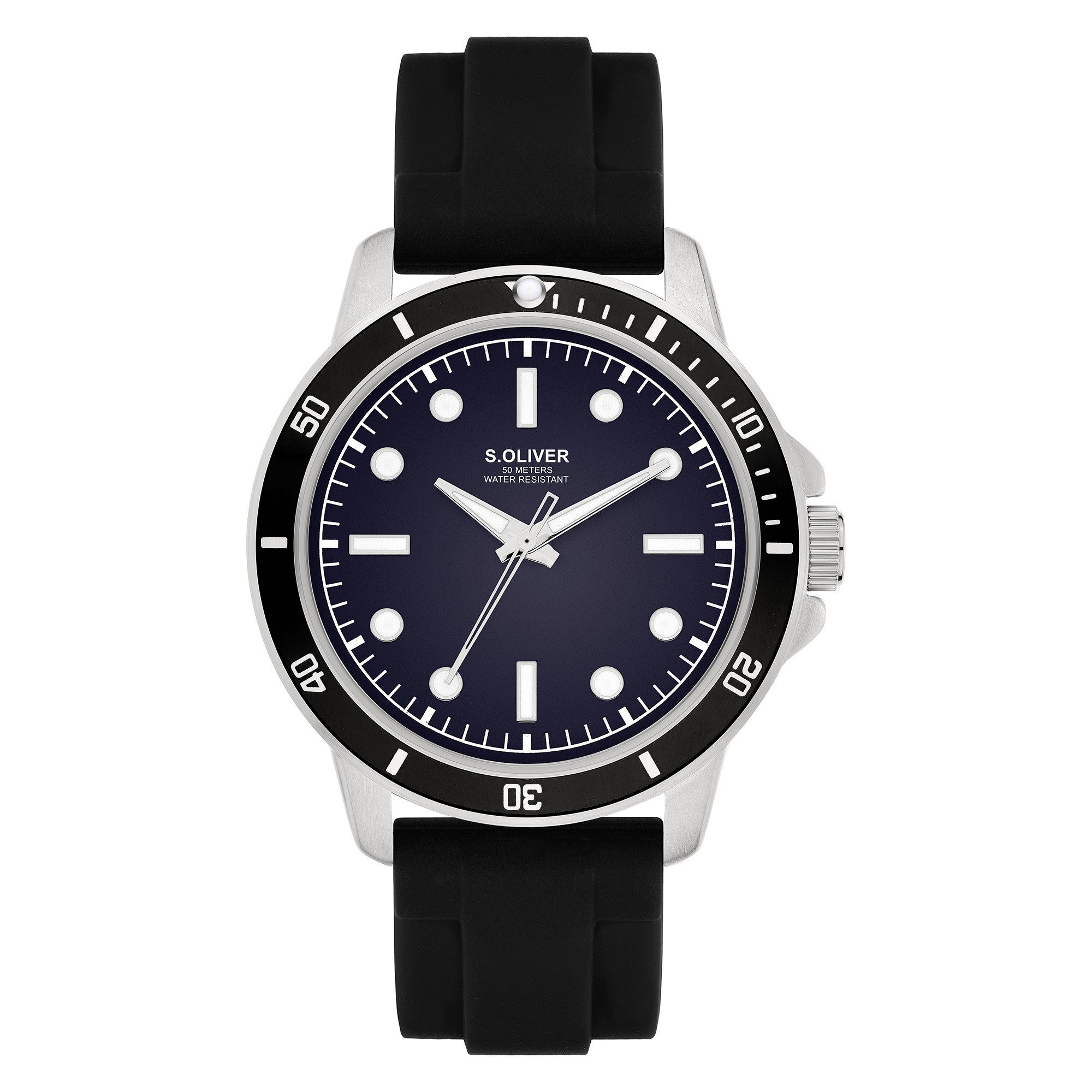 s.Oliver Quarzuhr Elegant Silicone SO-4421-PQ, Armbanduhr, Herrenuhr, Silikonarmband, analog