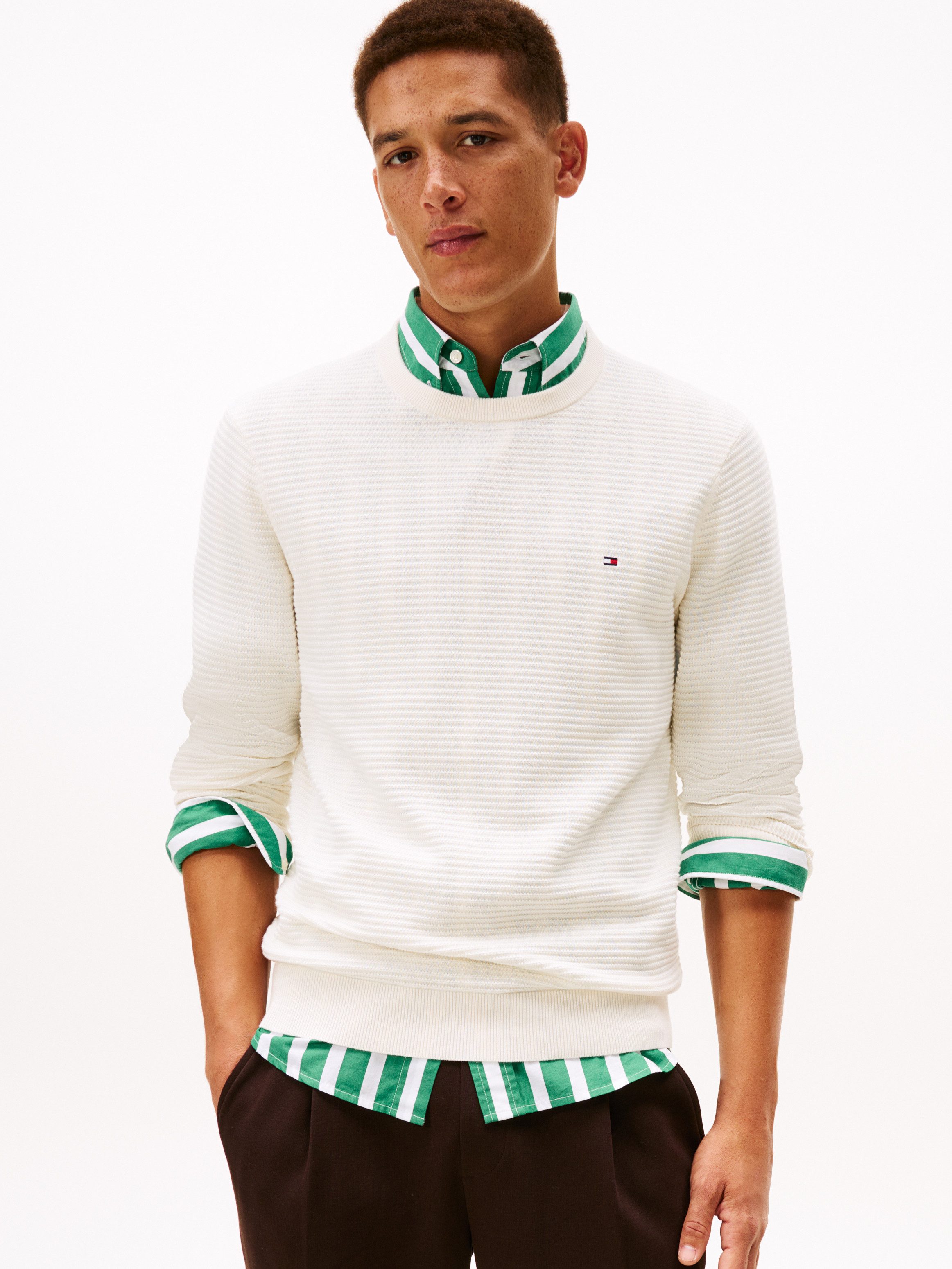 Tommy Hilfiger Rundhalspullover SEASONAL STRUCTURE mit Struktur, Rundhals, günstig online kaufen