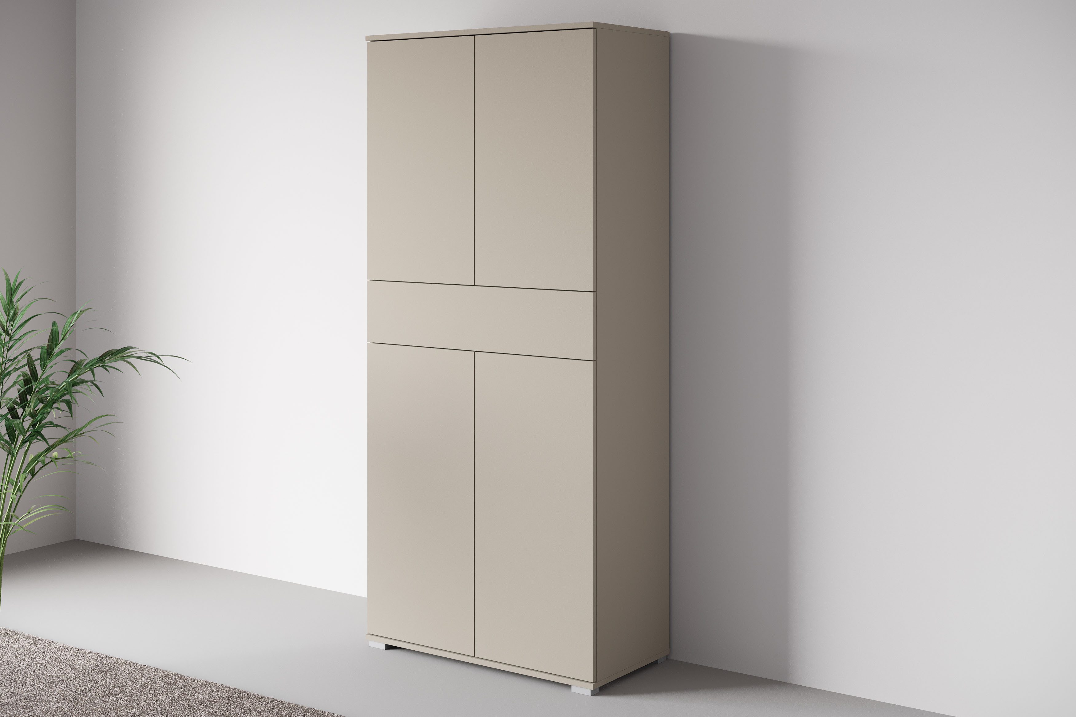 OTTO home Aktenschrank Kenia, Stauraumschrank 80 cm breit mit Schublade (1-St) Griffloses Design mit Push-to-Open und verstellbaren Einlegeböden