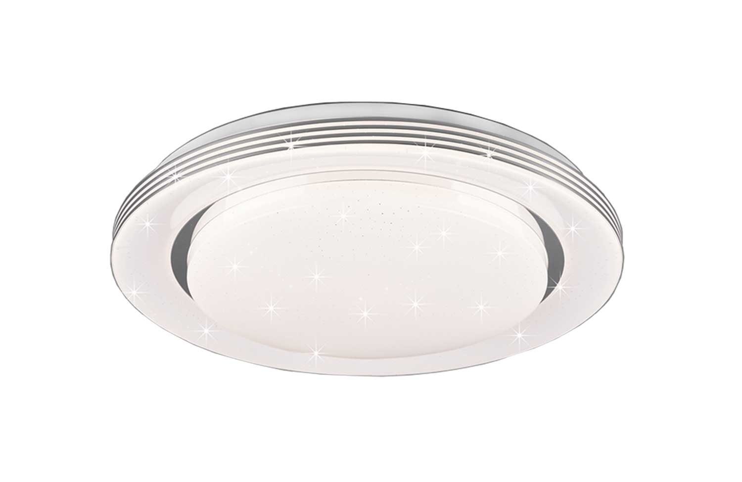 Reality Leuchten LED Deckenleuchte ATRIA, Weiß, Kunststoff, 1-flammig, Ø 38 cm, LED fest integriert, Neutralweiß, Warmweiß, Tageslichtweiß, Metall, Deckenlampe