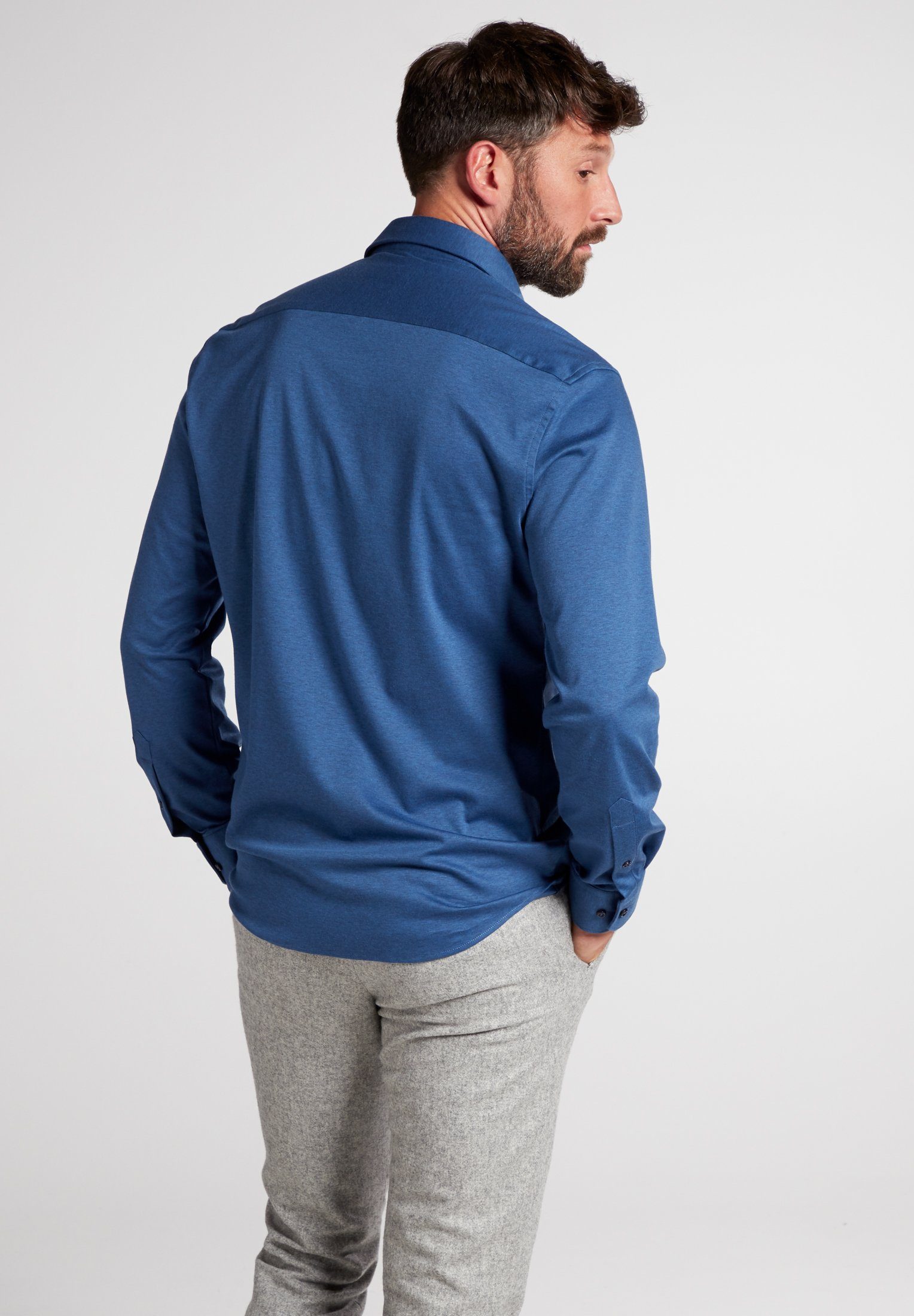 MODERN FIT blau Eterna Langarmhemd