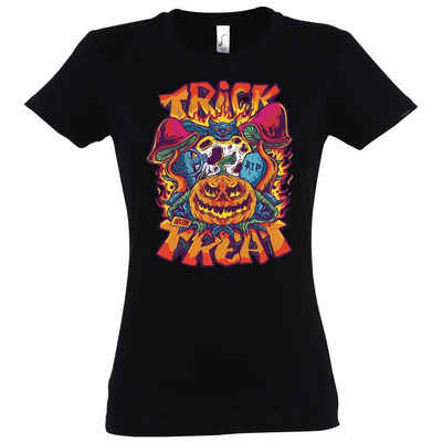 Youth Designz T-Shirt Halloween Damen Shirt Horror Trick or Treat Pilz Fun-Look Mit modischem Print