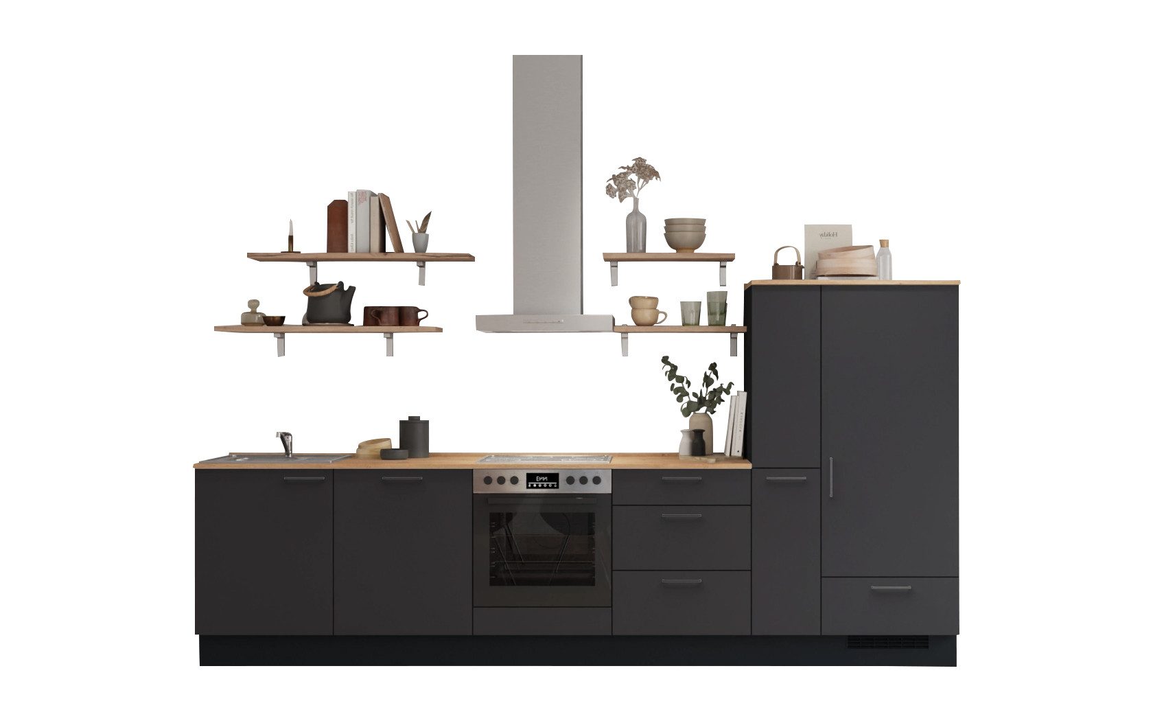 nobilia® Küchenzeile Servett, individuell anpassbar, gratis Küchenplanung mit Profis, (Breite 330 cm), vormontiert, wahlw. mit E-Geräten, inkl. Lieferung