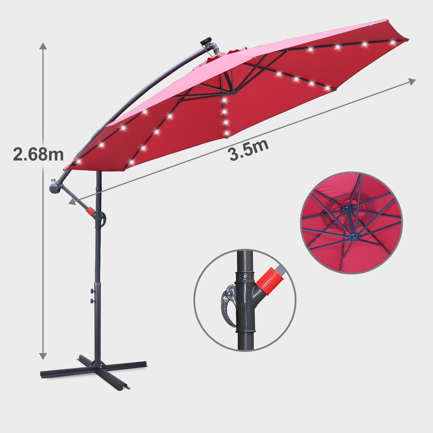 Clanmacy Sonnenschirm Gartenschirm 350cm, Ampelschirm mit günstig online kaufen