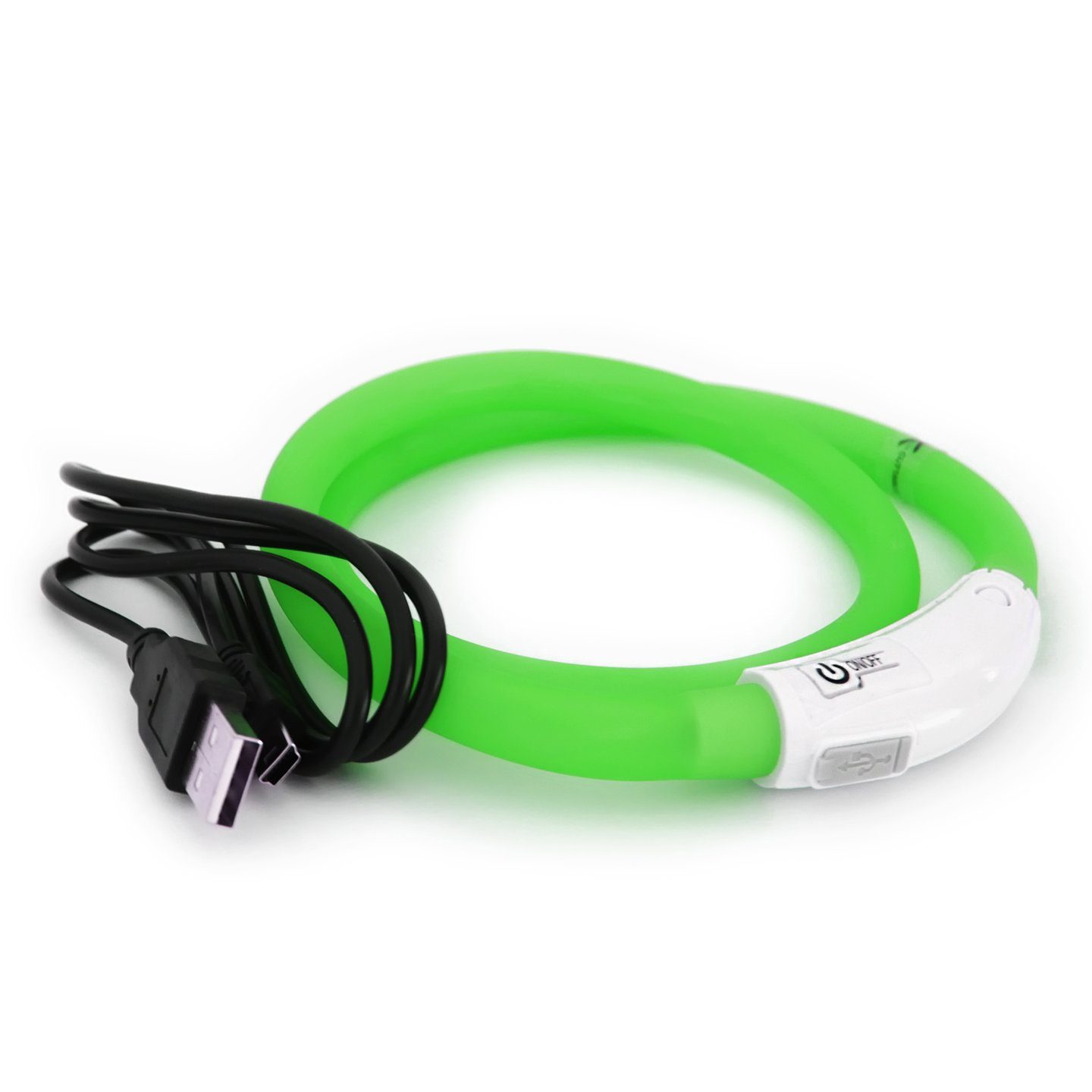 PRECORN Hunde-Halsband LED Silikon Hunde Leuchthalsband aufladbar per USB indiv. kürzbar, Silikon