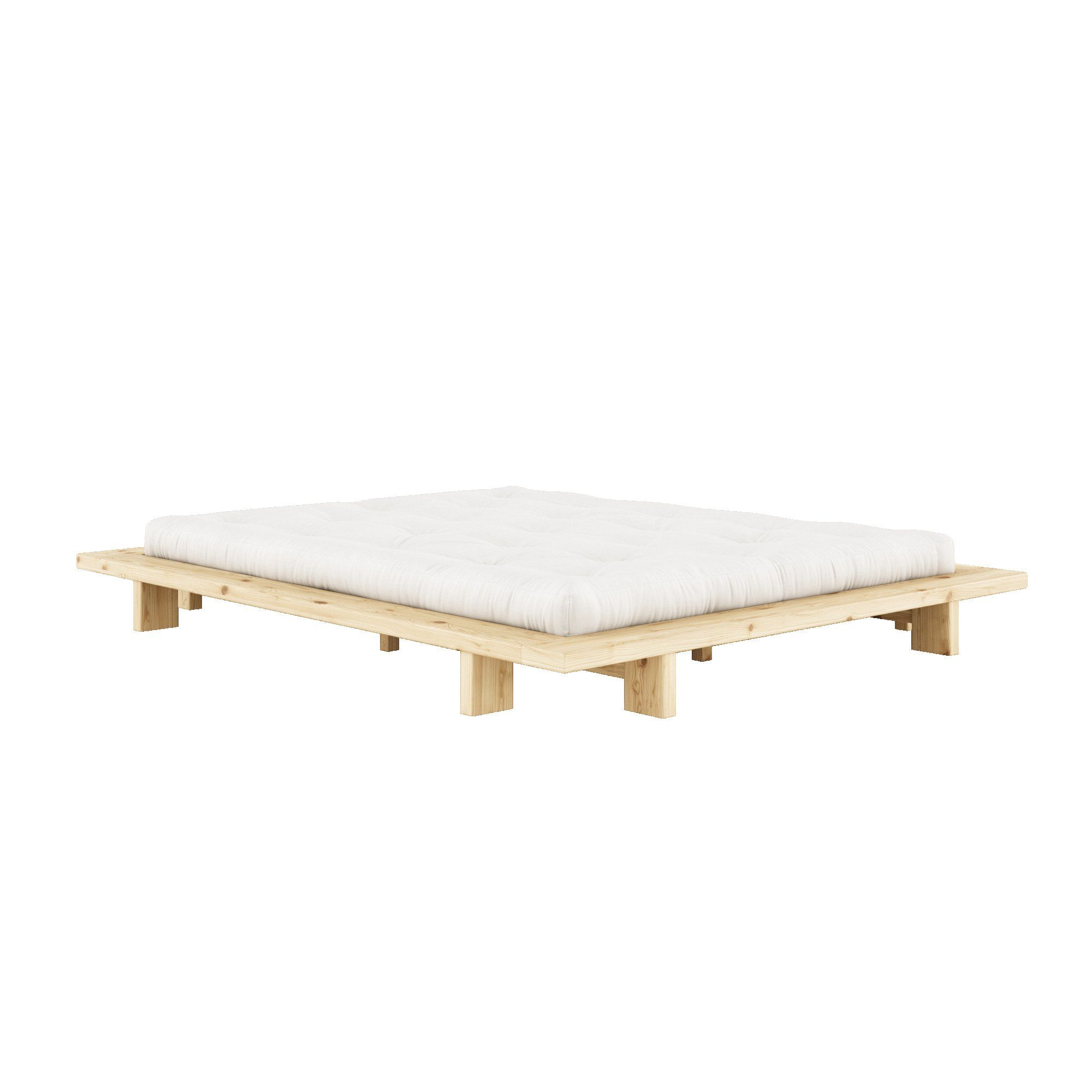 Karup Design Bettgestell JAPAN BED, Futonbett, Bodenbett, Holzrahmen, Jugendbett, Holzbett, Massivholzbett mit Lattenrost, Kiefer massiv, Doppelbett ohne Kopfteil