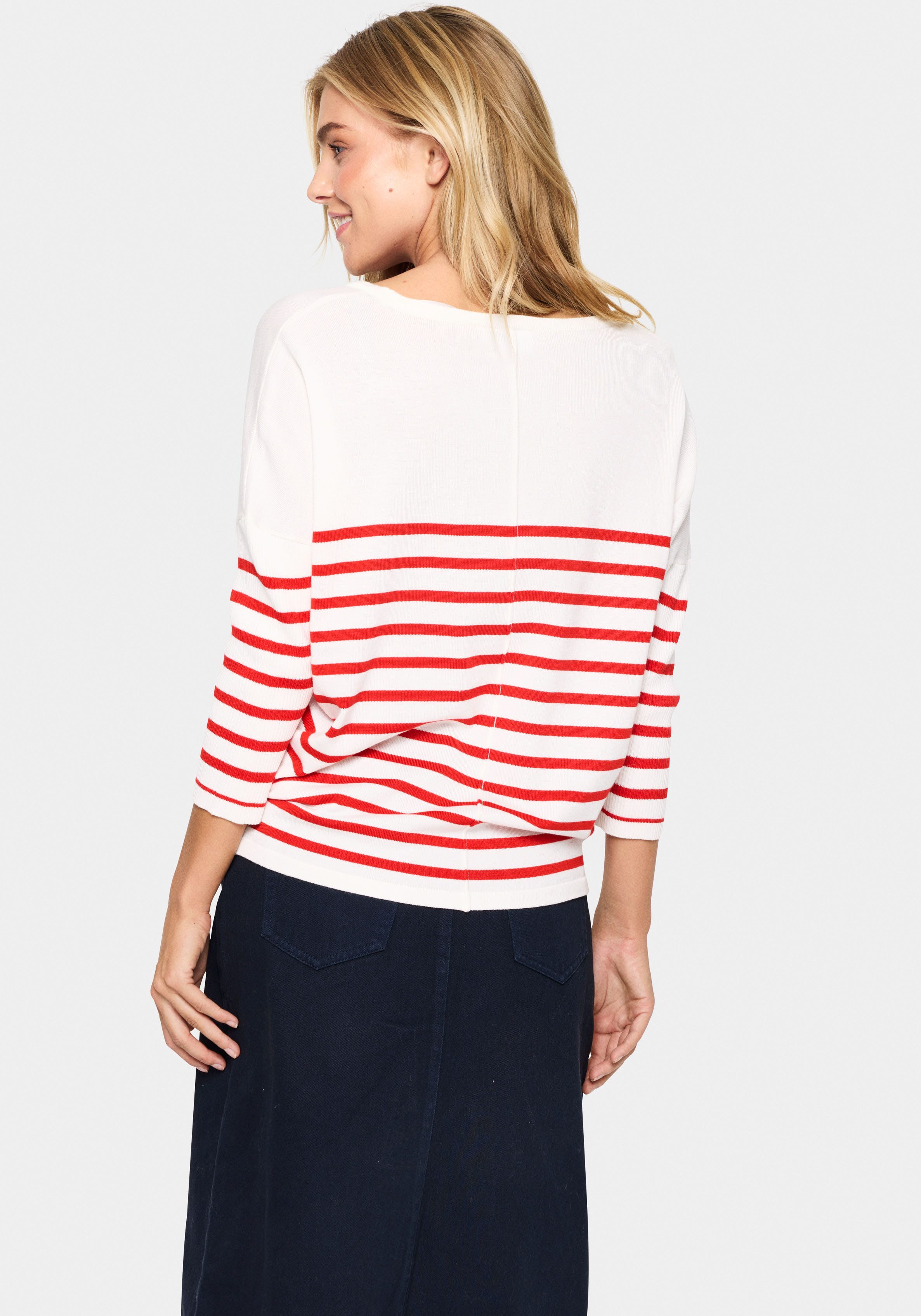 Saint Tropez Strickpullover MilaSZ R-neck Stripe Oversize Fit, Feinstrick, günstig online kaufen