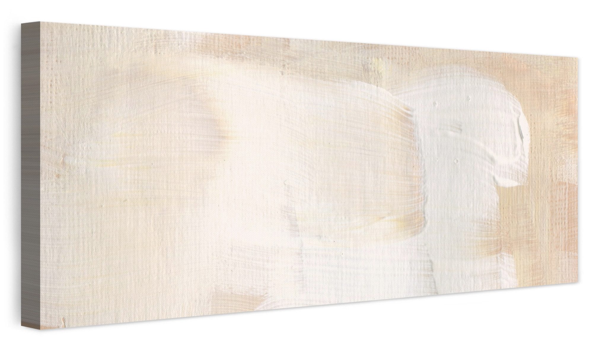 OneMillionCanvasses® Leinwandbild Panorama Kunst - Weiß - Beige - Modern, Fotodruck (1 St), Wandbild, Deko Schlafzimmer Wohnzimmer Flur …