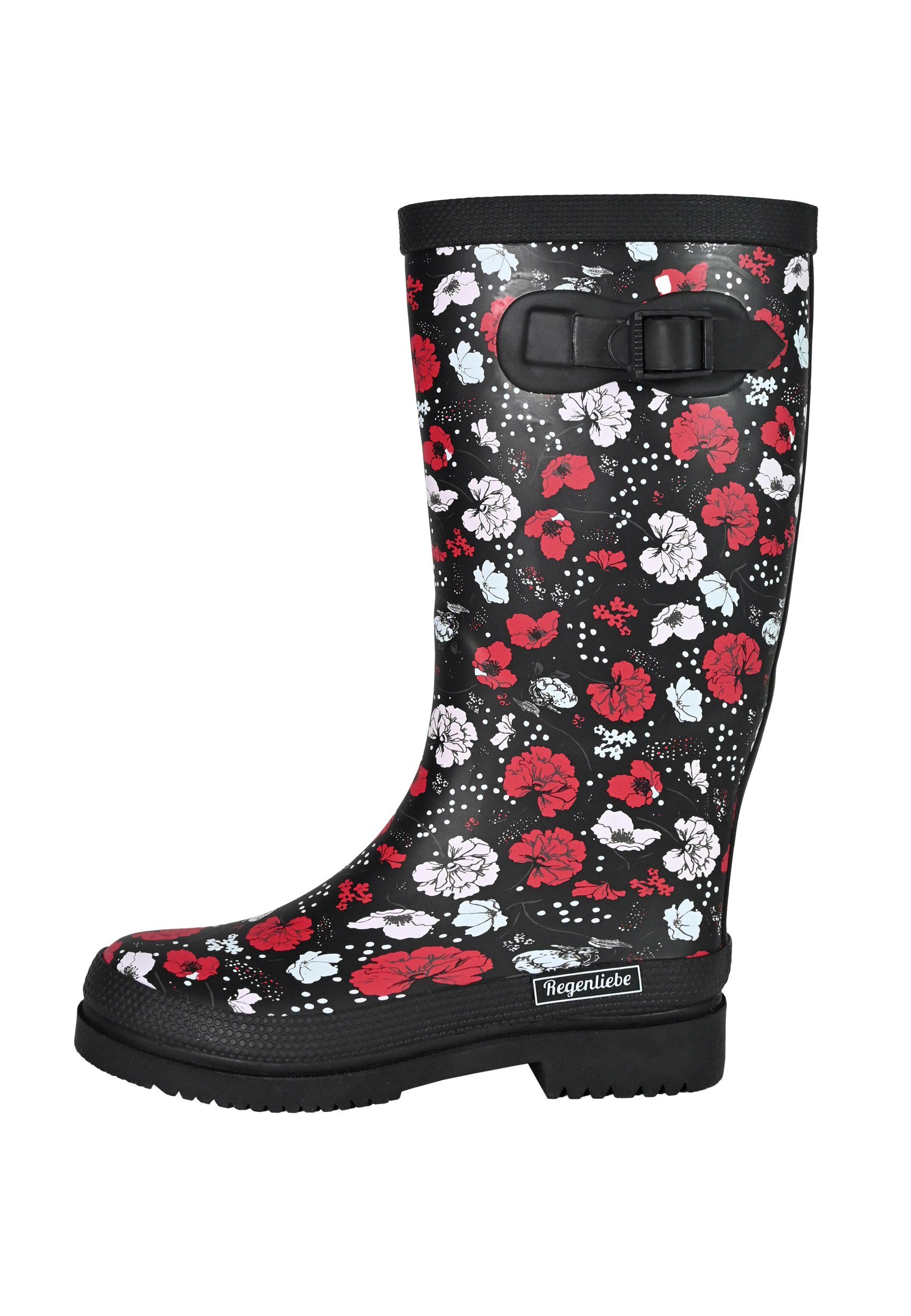 Regenliebe Blossom Night High Gummistiefel Langschaft Stiefel mit Blütenmus günstig online kaufen