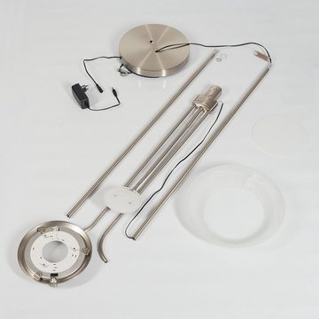 hofstein Stehlampe »Baceno« LED Stehleuchte Bodenlampe aus Metall in Nickel matt, 3000 Kelvin, moderne, An-/Ausschalter, Gehäuse stufenlos dimmbar,3150 Lumen,Lesearm