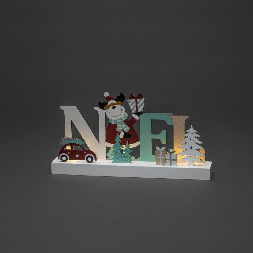 KONSTSMIDE Deko-Schriftzug Noël (1 St), LED Holzsilhouette, 6h Timer, 4 warm  weiße Dioden, batteriebetrieben