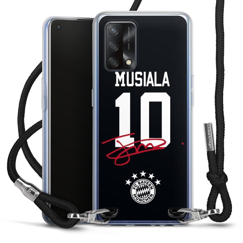 DeinDesign Handyhülle FC Bayern München Jamal Musiala FCB Musiala 10, Oppo A74 Handykette Hülle mit Band Case zum Umhängen Cover mit Kette