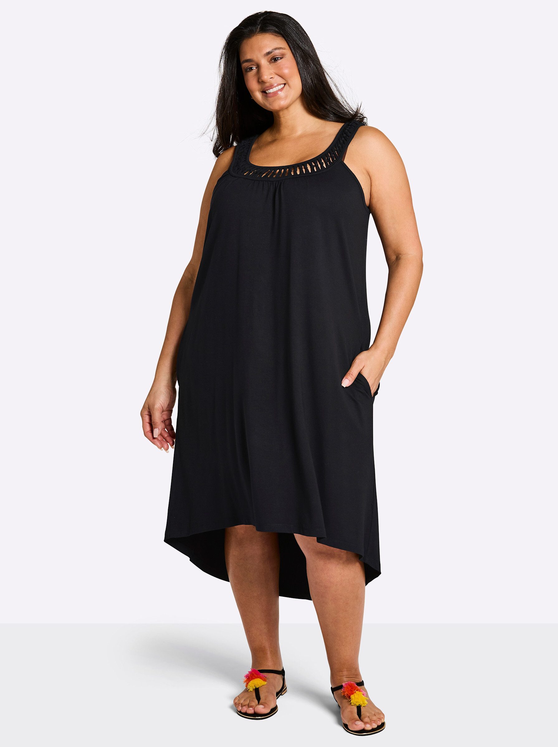 Sheego Strandkleid Jersey-Kleid Ärmellos